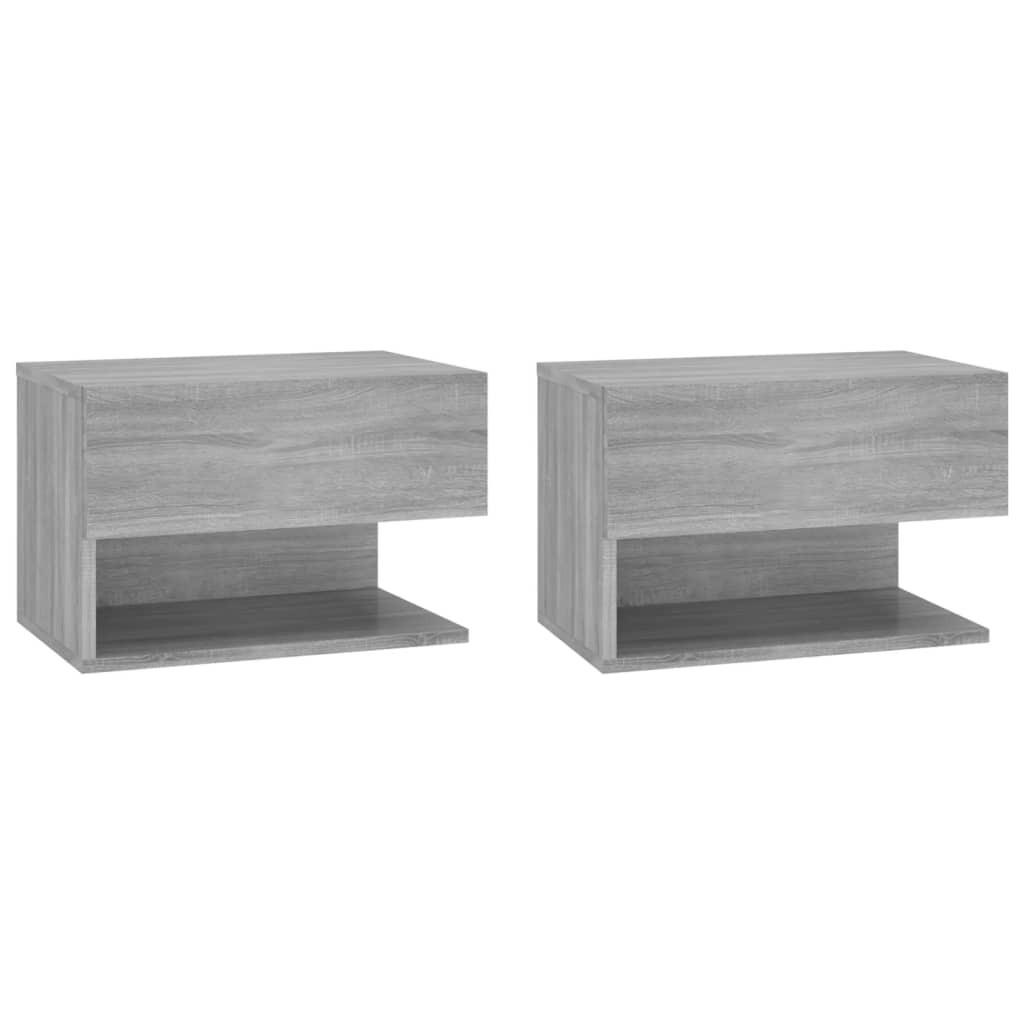 Lot De 2 Armoires De Chevet,Table D'appoint, Table De Nuit Pour Salon Chambre Et Lumieres Led Sonoma Gris Cfw305809 93695979