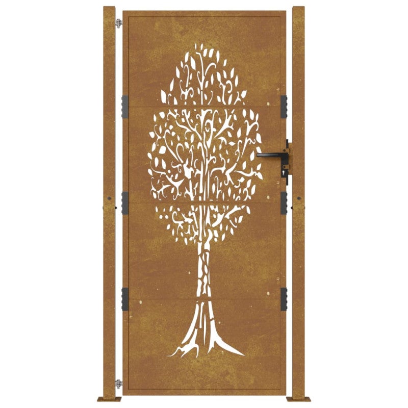 Portail de jardin 105x180 cm acier corten conception de l arbre - 4