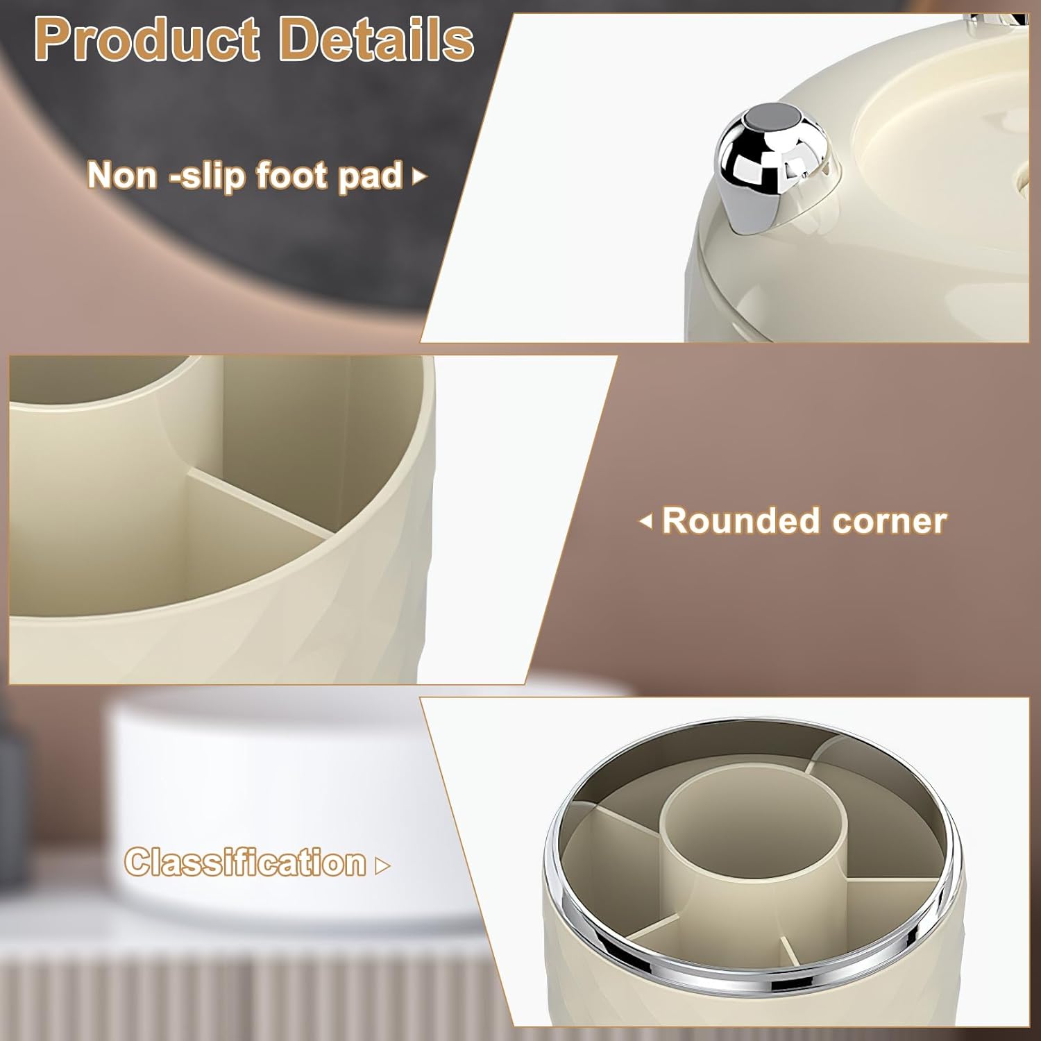 360° Rangement Pinceaux Maquillage avec Anti Poussière Couvercle Organisateur Cosmétique Support de Pinceaux de Maquillage pour Pinceau - 5