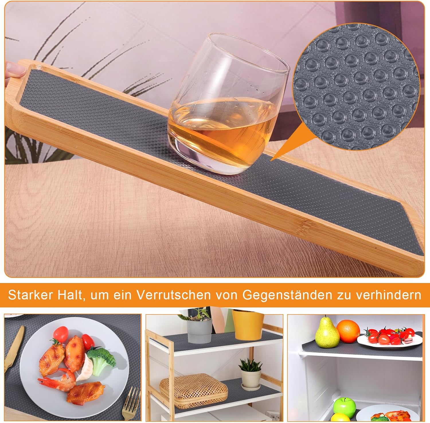 Tapis antidérapant sans adhésif, imperméable et résistant aux graisses, idéal pour les étagères, la cuisine et les tiroirs, gris, 45 x 600 cm - 5