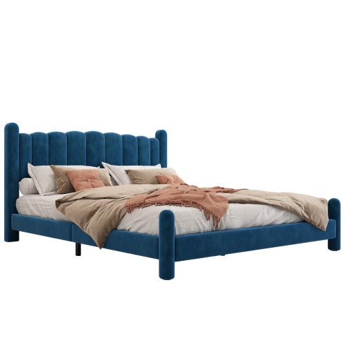 Lit Double Rembourré 160x200 Cm – Avec Sommier à Lattes Et Dossier Doux | Sans Matelas, Couleur Beige