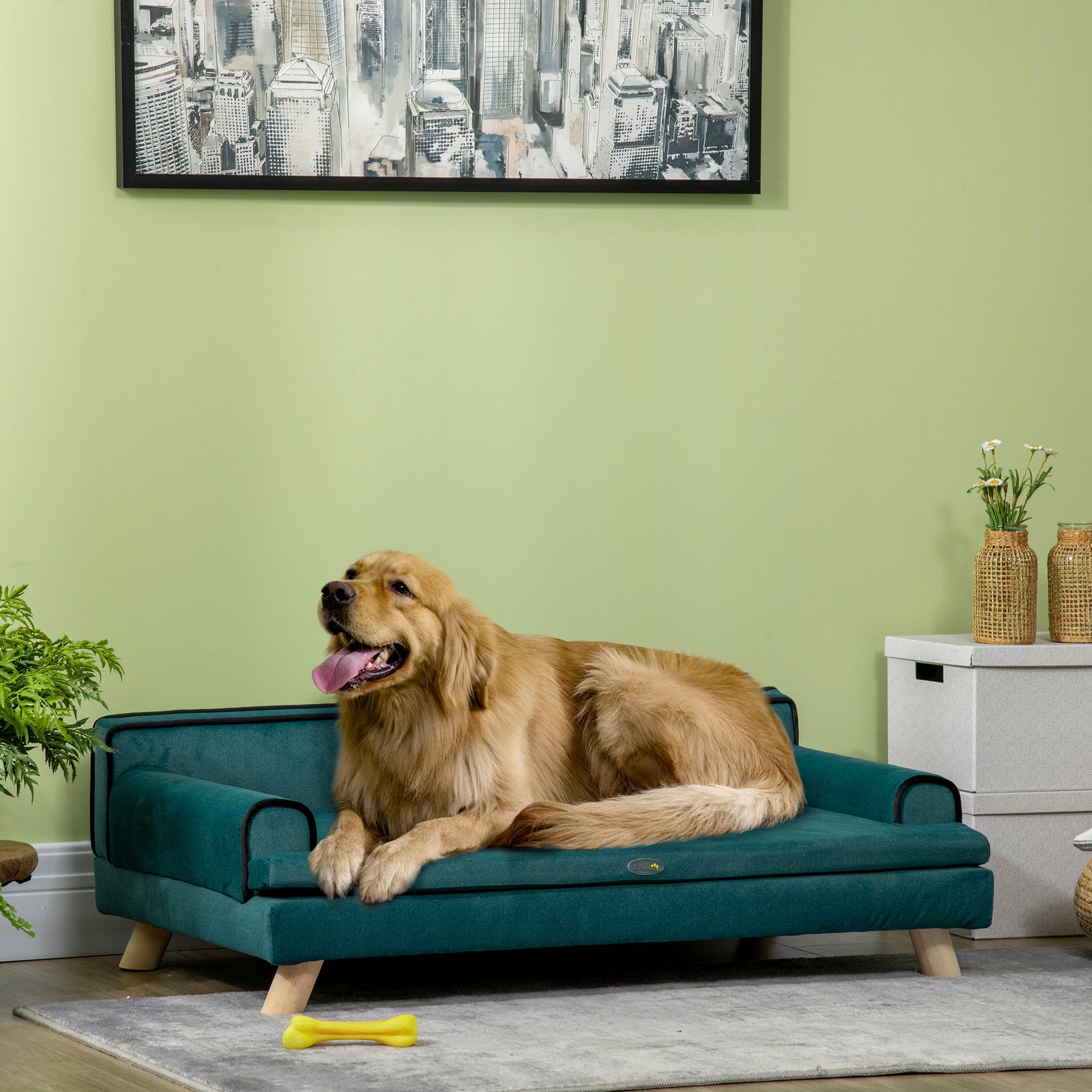 PawHut Divano per Cani Grandi con Imbottitura, Rivestimento