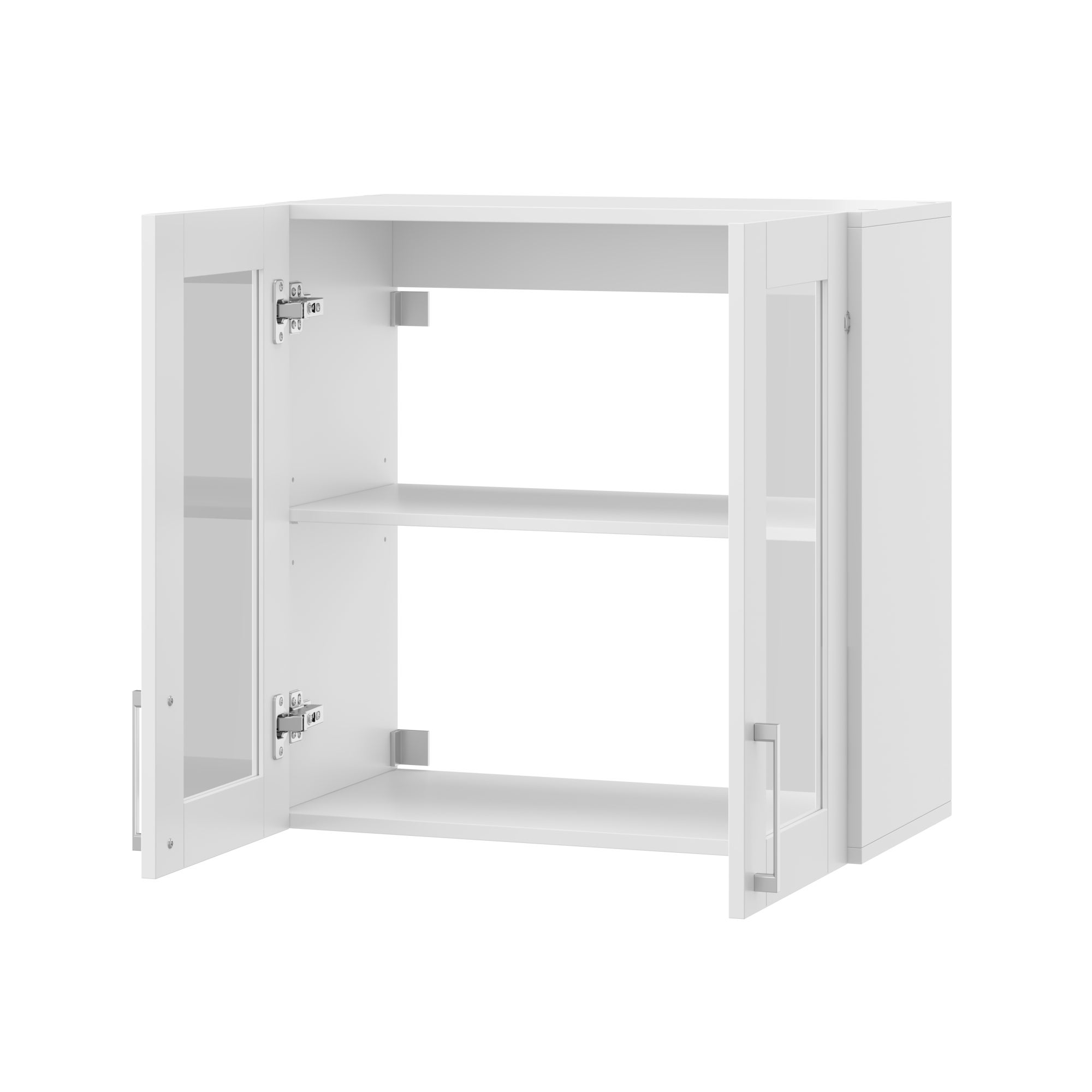 Armoire Murale de Cuisine avec 2 Portes en Verre, Module de cuisine Suspendu avec Étagère réglable, 60 x 31.5 x 60cm, Blanc - 2