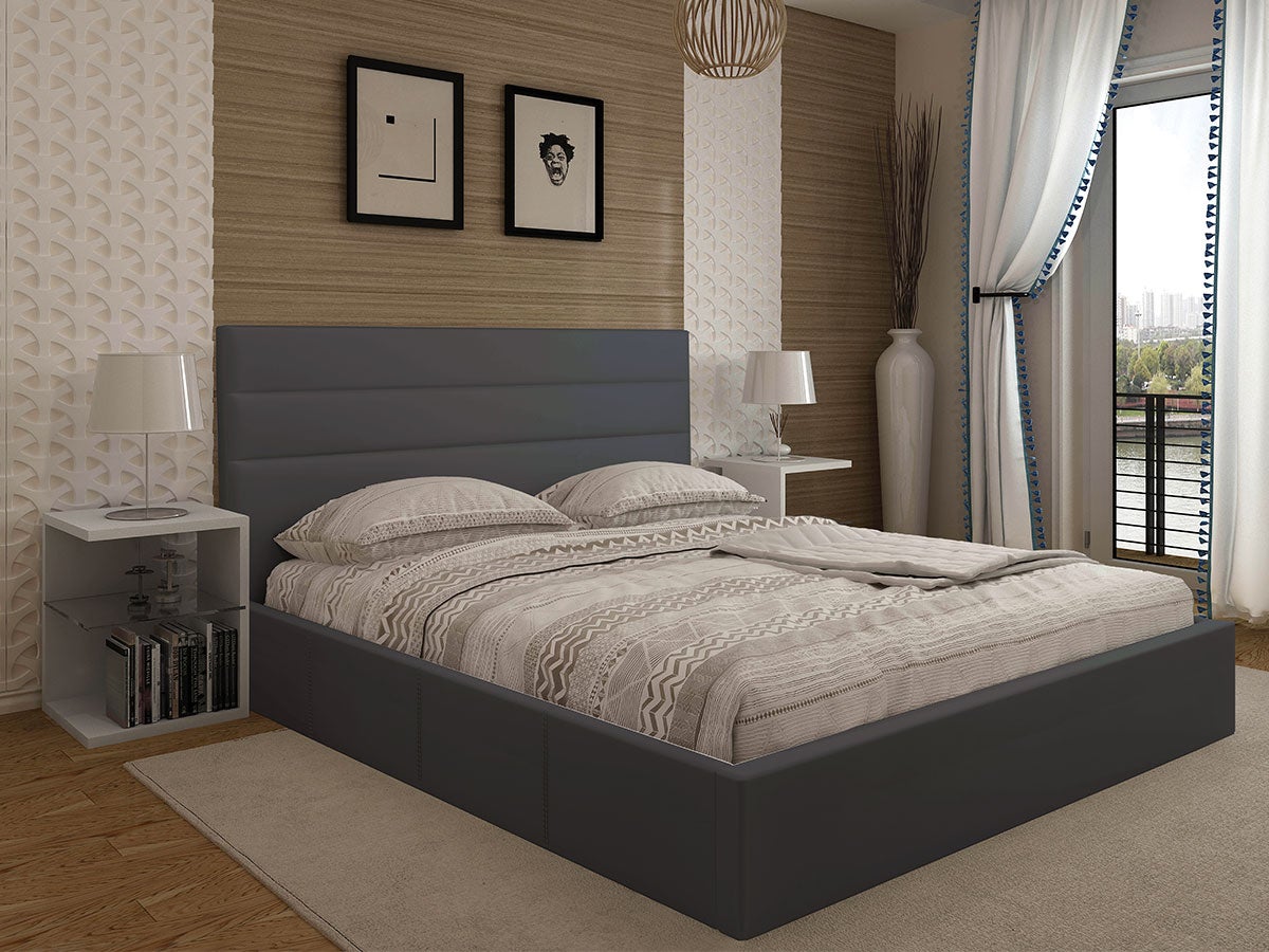 Cama de Casal Starlight, Estrado Elevatório (Cinza)(190×140 cm) - 2