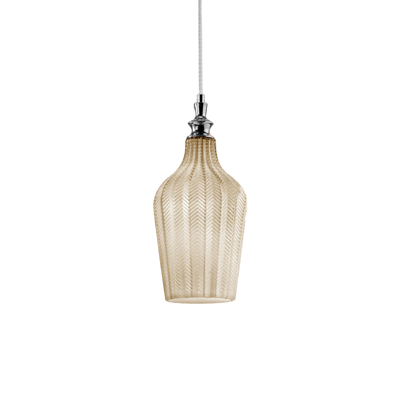 Cleofe lampa wisząca z przezroczystego szkła ochrowego i chromu, gniazdo E27, styl vintage, IP20, Ø18 cm