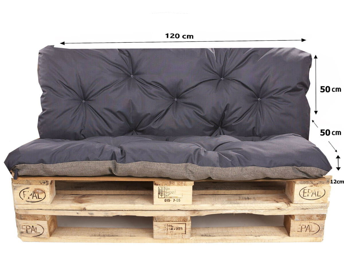 Set Coussins palettes, Assise 120 x 50 et Dossier 120 x 50cm Bleu foncé, coussins canapé / coussin pour palette in / extérieur, SETGARDEN - 2