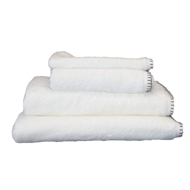 Serviette Grand Hotel surpiqure noire - Blanc - 30x50 cm - Coton