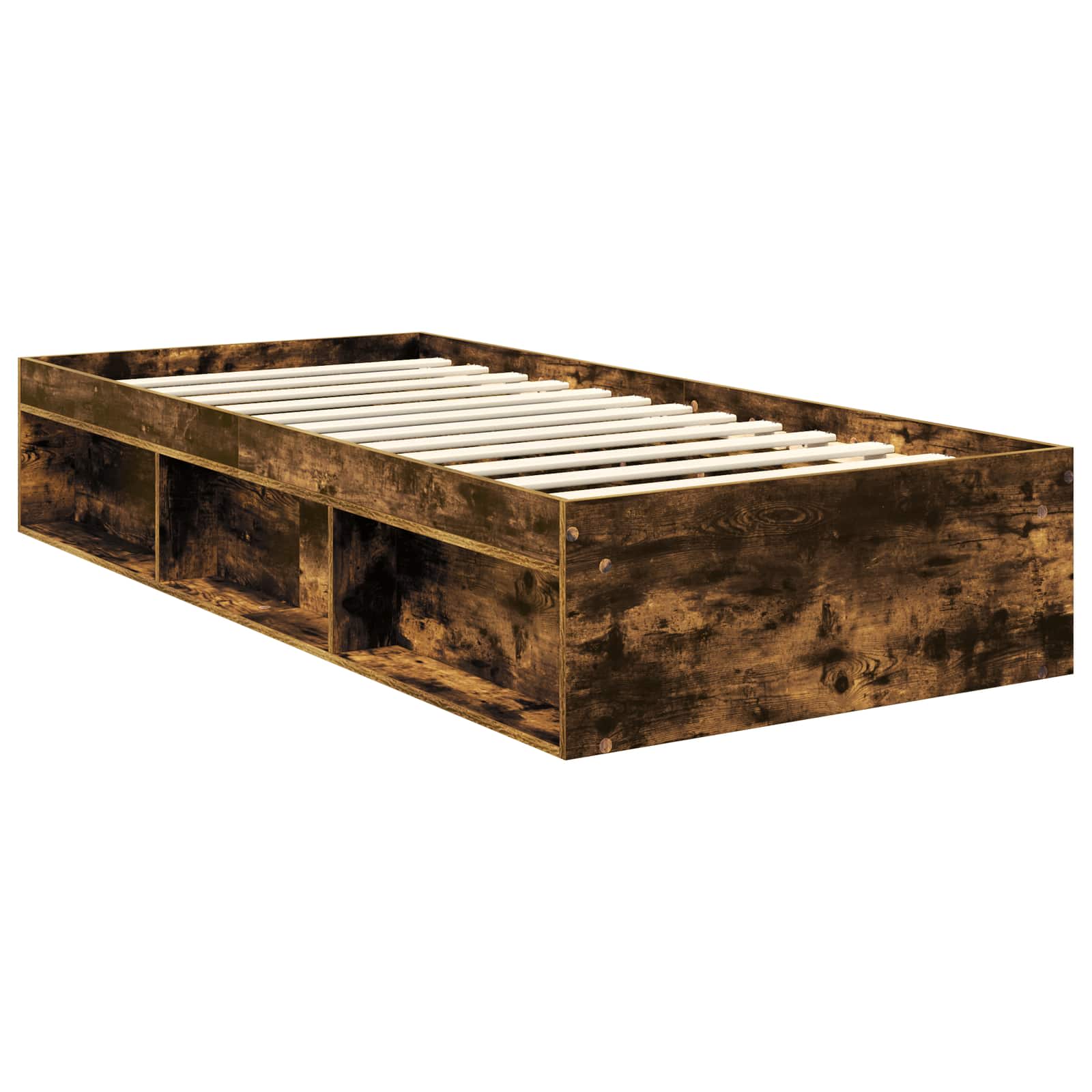 Cadre de lit chêne fumé 90 x 190 cm en bois de pin massif - 5
