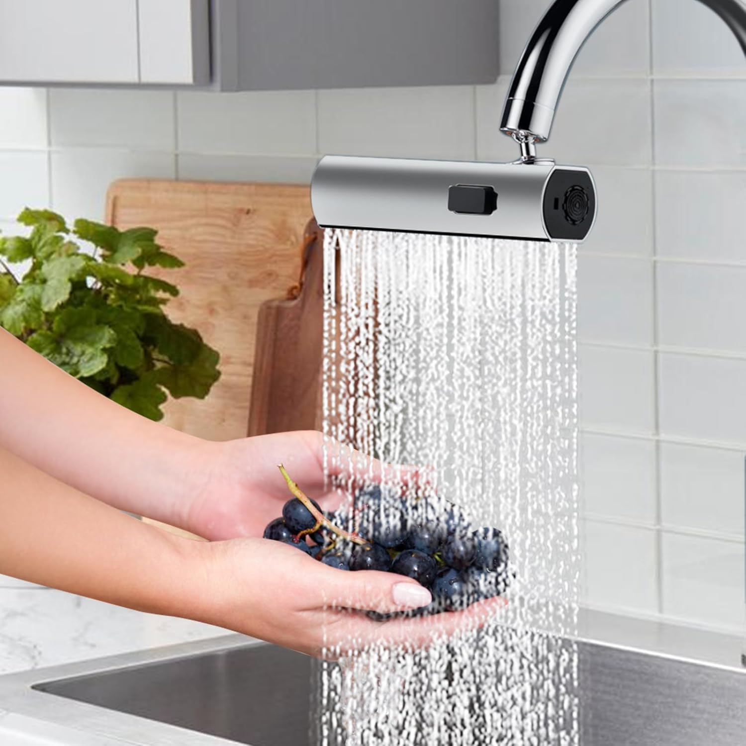 Bateria kuchenna obrotowa 360° z 3 trybami natrysku, stal nierdzewna, pojedynczy uchwyt (srebrny)