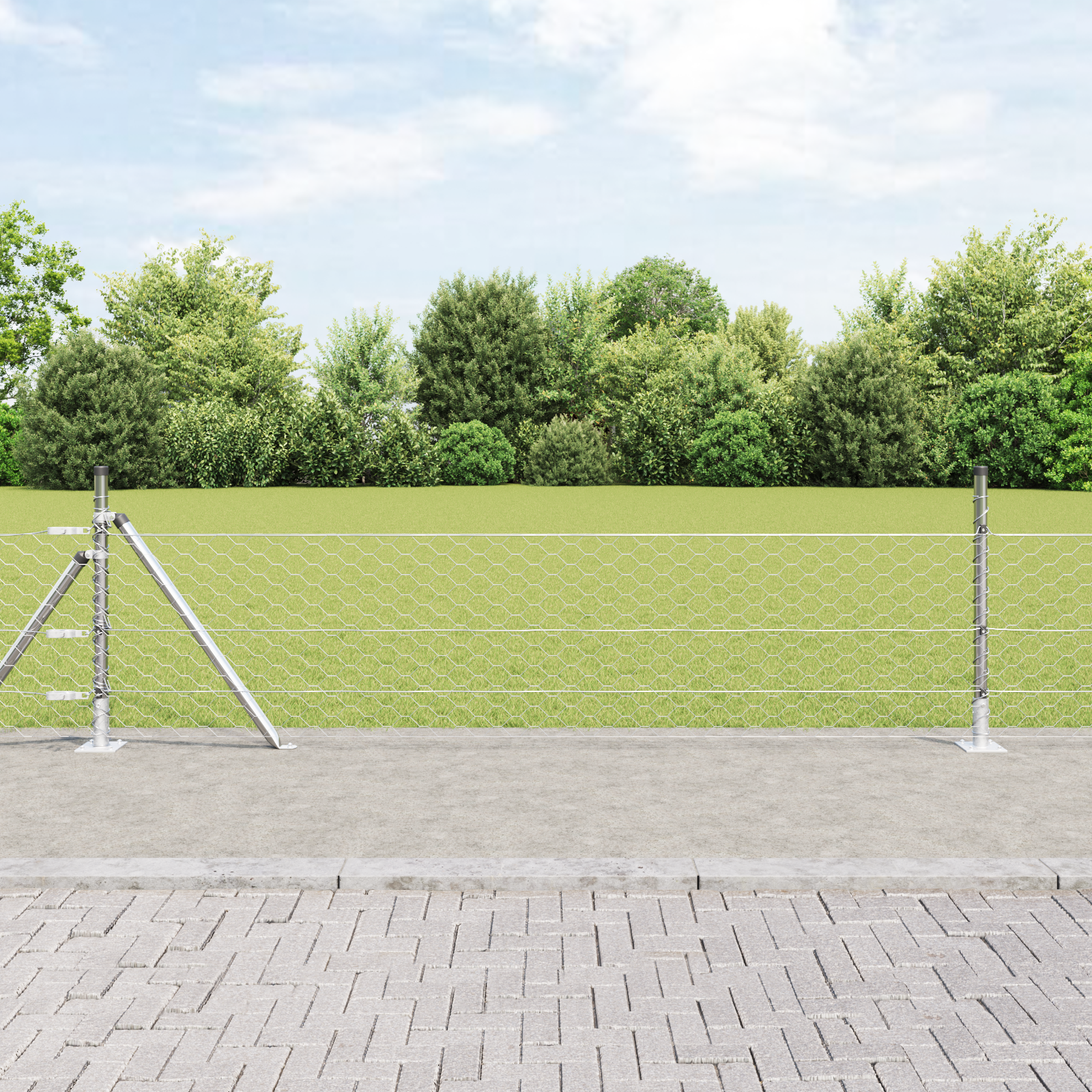 Słupek ogrodzeniowy. Srebrny 100 x 0,5 m (siatka 50 mm) Stal vidaXL