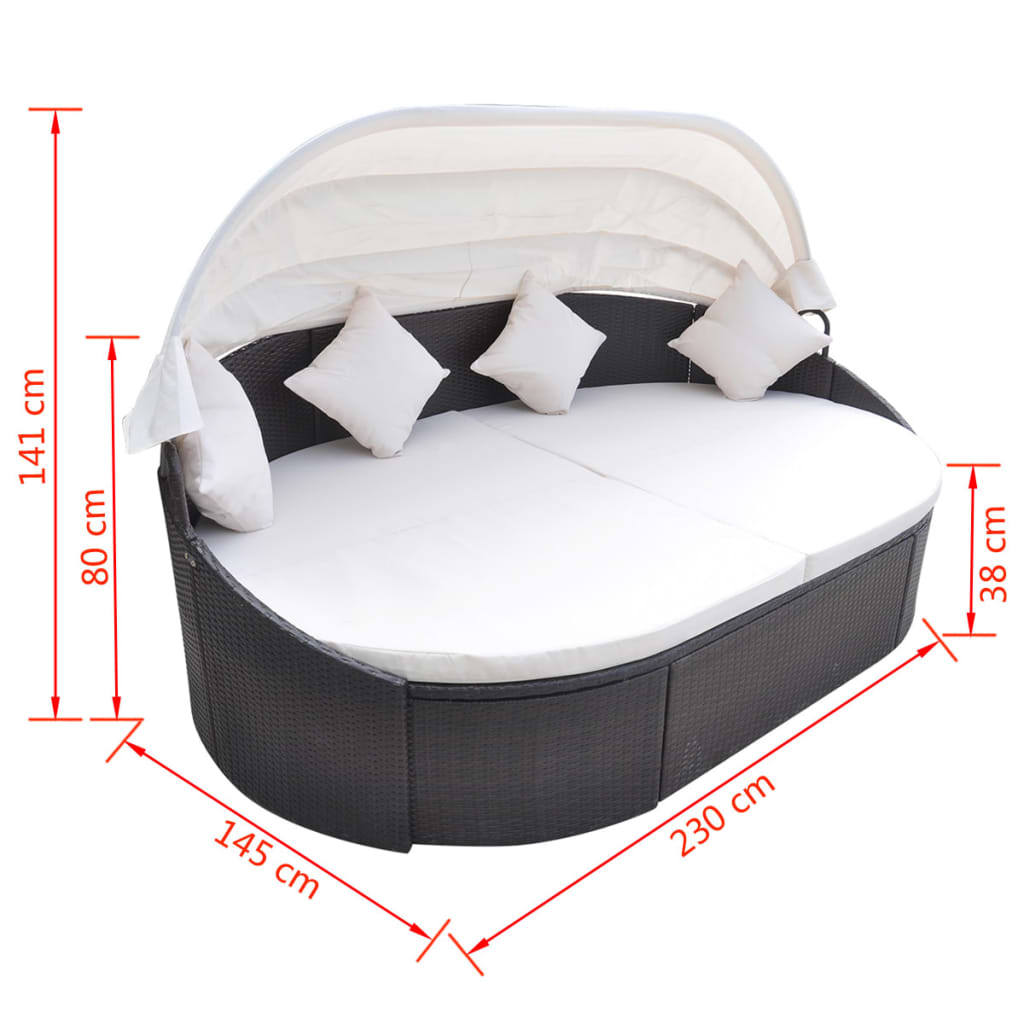 Maison Exclusive - Lettino Prendisole con BaldaccMaison Exclusive - no in Polyrattan Marrone - 5