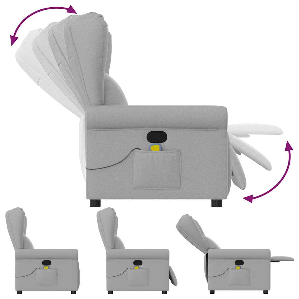 Fauteuil de massage | Fauteuil de relaxation | Chaise de relaxation inclinable gris nuage tissu CFW791126 - 6