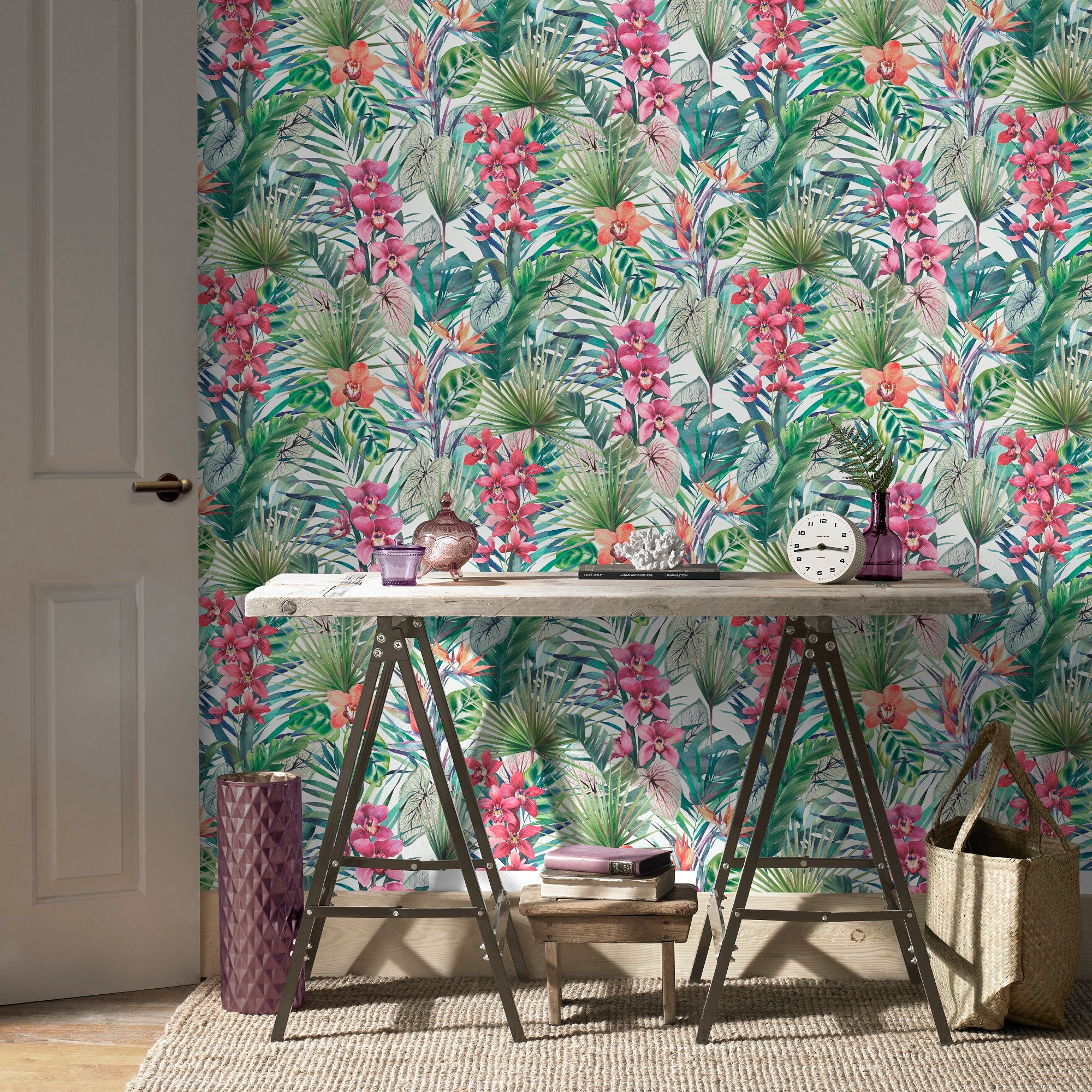 Papier peint intissé Feuillage tropical 1005 x 52cm Multicolore | Leroy ...