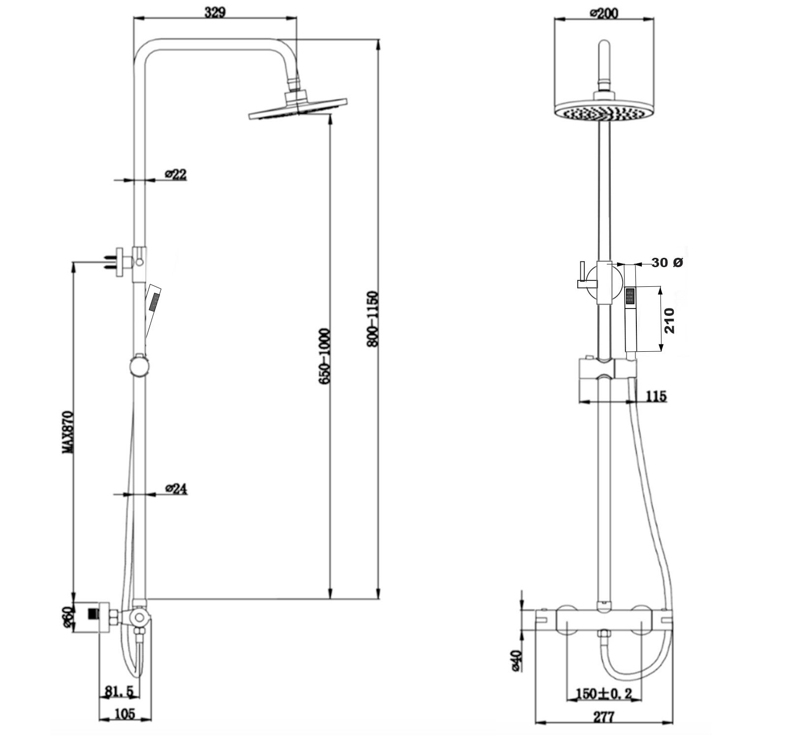 Colonne de douche avec mitigeur thermostatique LOMAZOO Orléan doré - 8