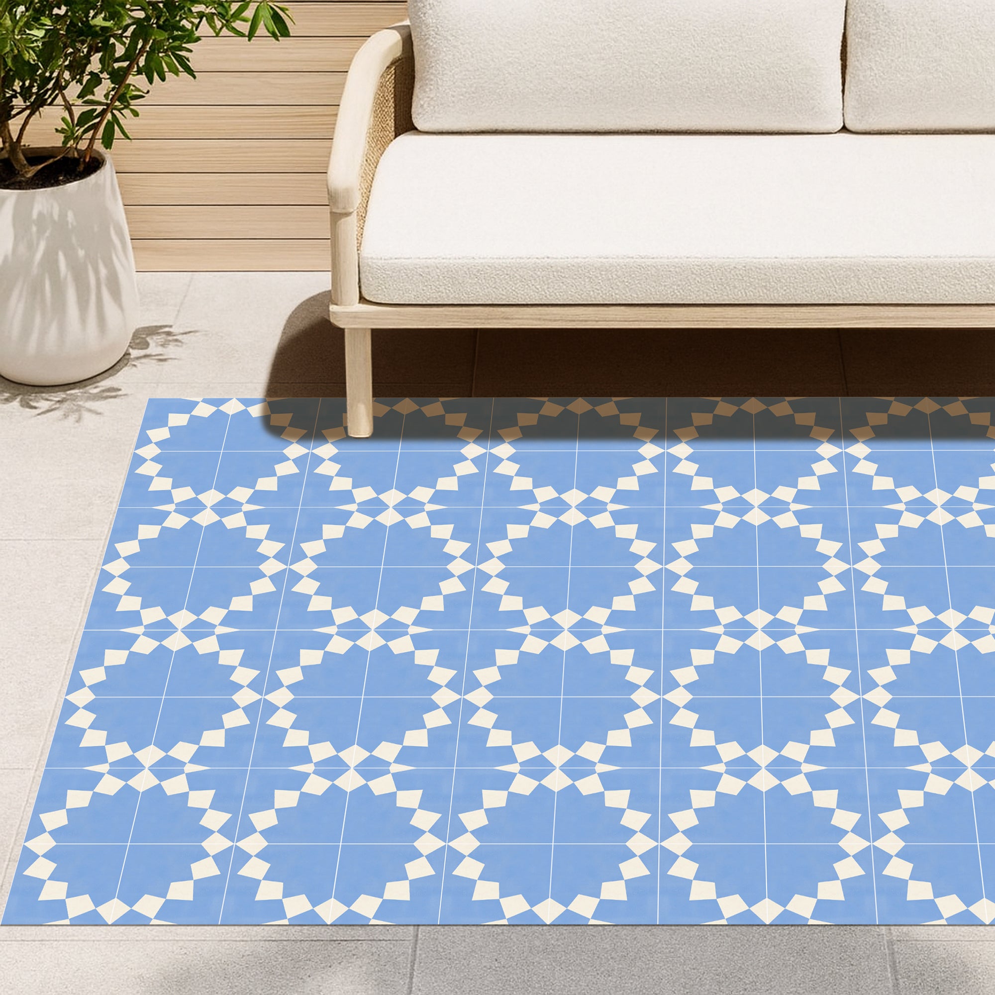 Dywan z PVC do wnętrz i na zewnątrz Azure 66x100 cm - Winyl drukowany, antypoślizgowy, zmywalny, odporny — na taras i do domu.