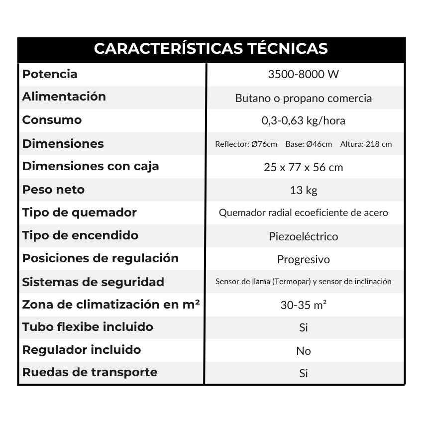 Estufa de gas para terraza y jardín ROMERO GARDEN GNOMO – Acero inoxidable, hasta 35 m², calefacción exterior eficiente - 5
