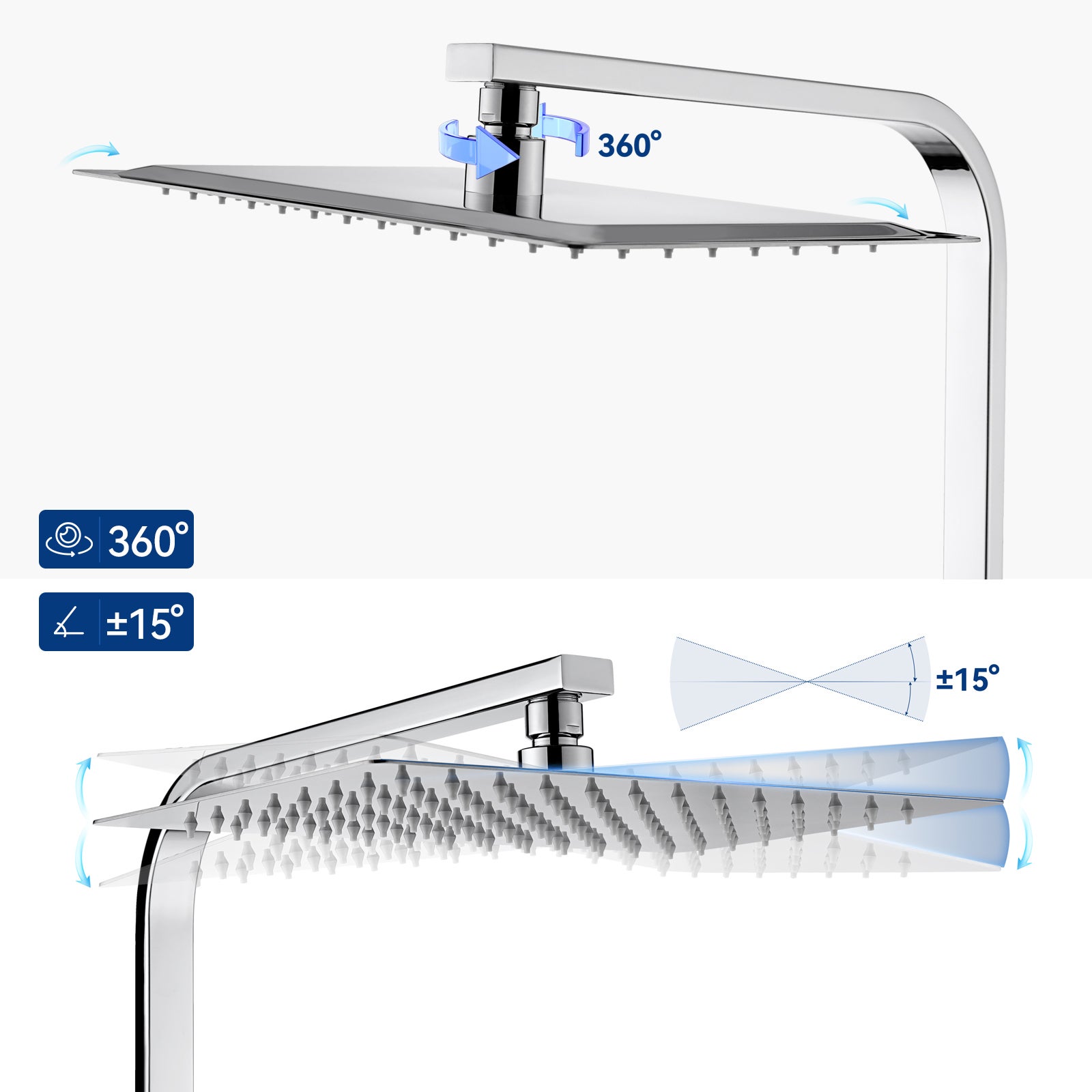 Coluna de Duche Cromada, Sistema de Duche, Conjunto de Duche de Parede com Duche, Duche de Mão e Torneira para Banheira - 3