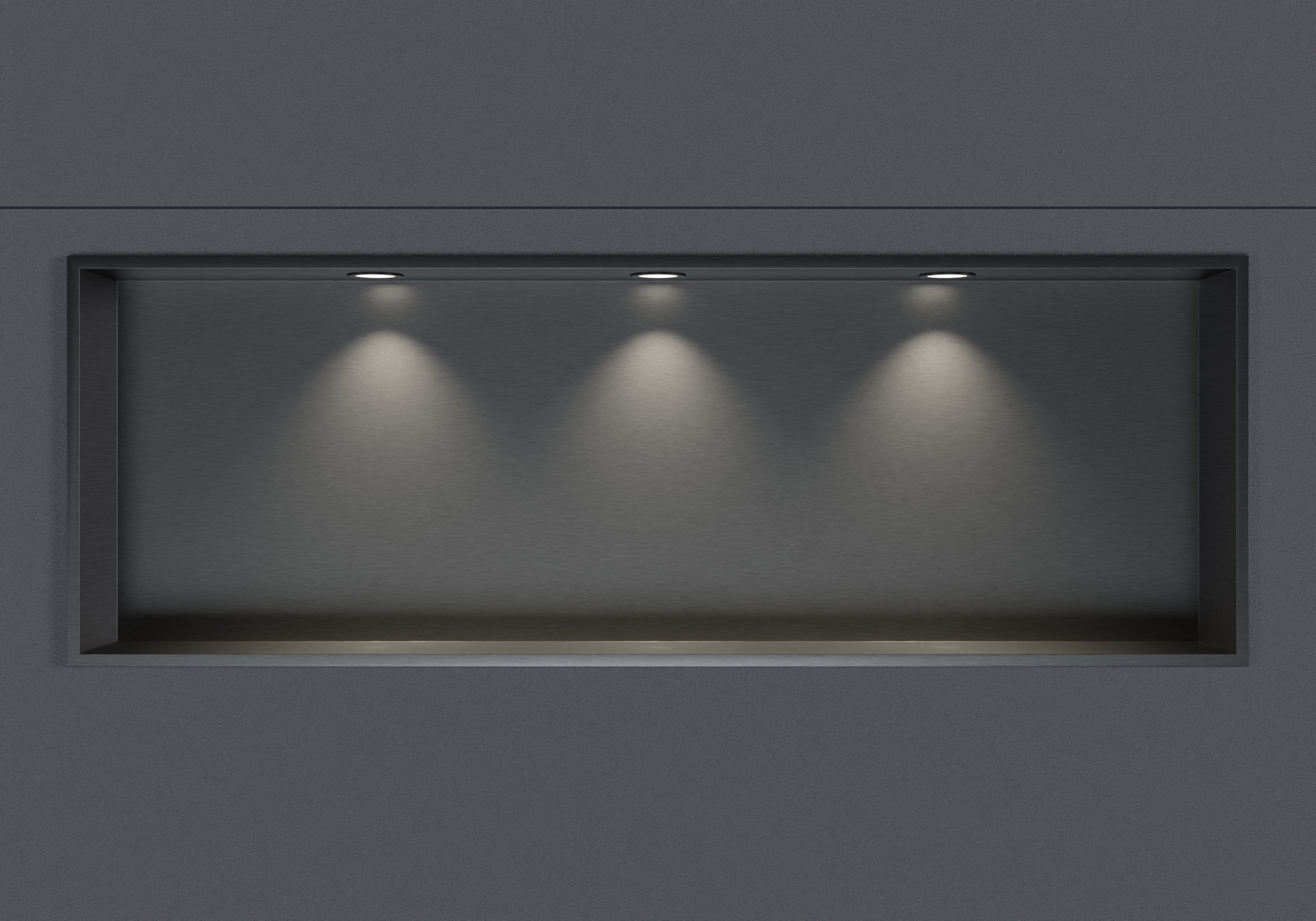 Bernstein Półka wnękowa 90x30 nierdzewna gunmetal - 3x LED oprawka czarna