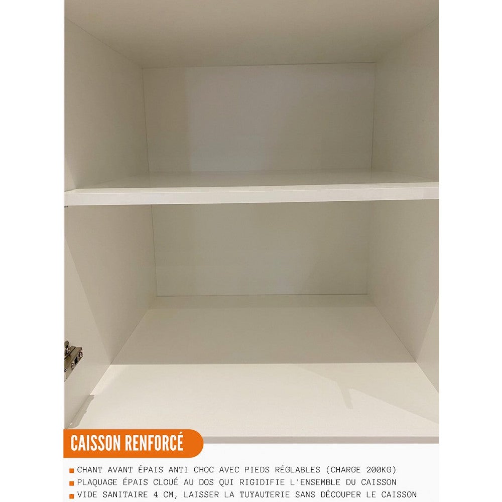 Cuisineandcie - Meuble bas de cuisine Eco Chene Naturel 2 portes L 60 cm - 5