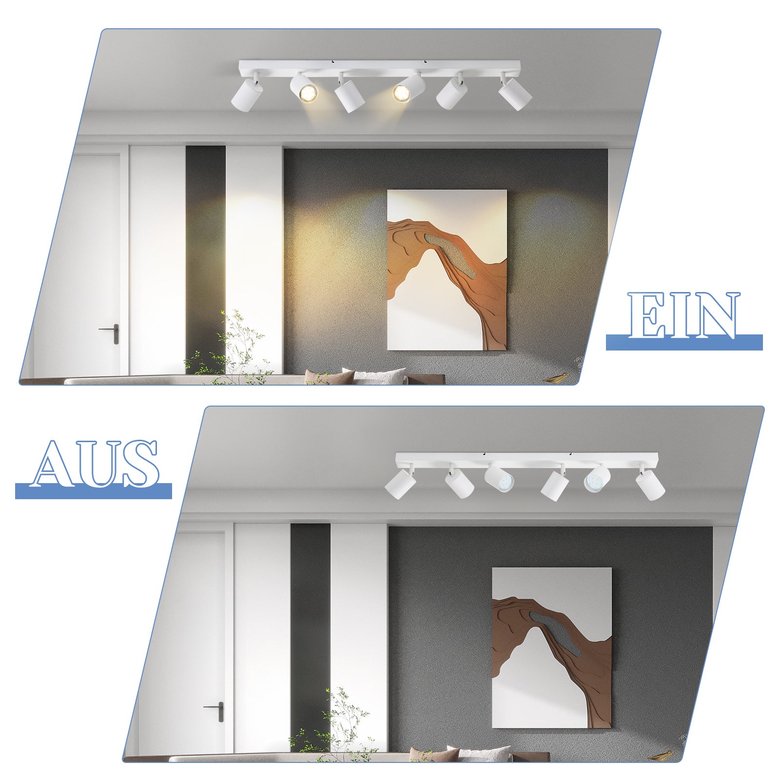 NETTLIFE 6 focos de teto LED GU10 brancos ajustáveis ​​350° para sala de estar quarto cozinha sem lâmpada - 5