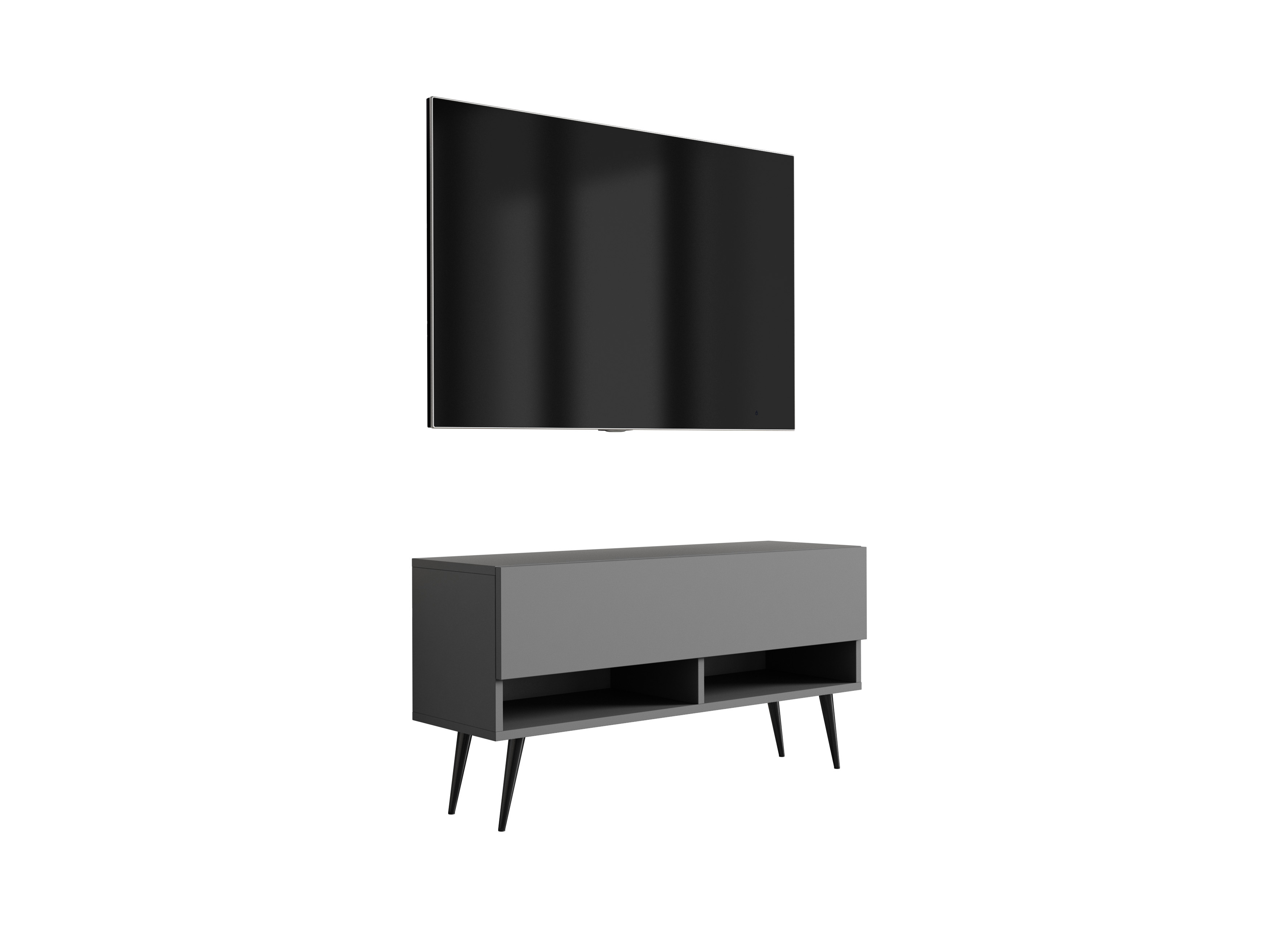 Szafka RTV : Antracyt, nóżki pochyłe czarne, 100 × 32 × 52 cm