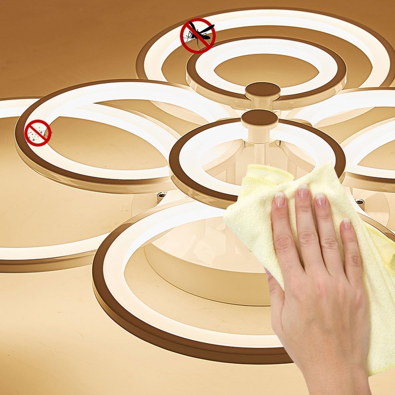 Ściemnialna lampa sufitowa LED 128 W z pilotem, 8 pierścieni świetlnych - nowoczesna lampa sufitowa, 3000 K-6500 K, energooszczędna, 96 cm - 8