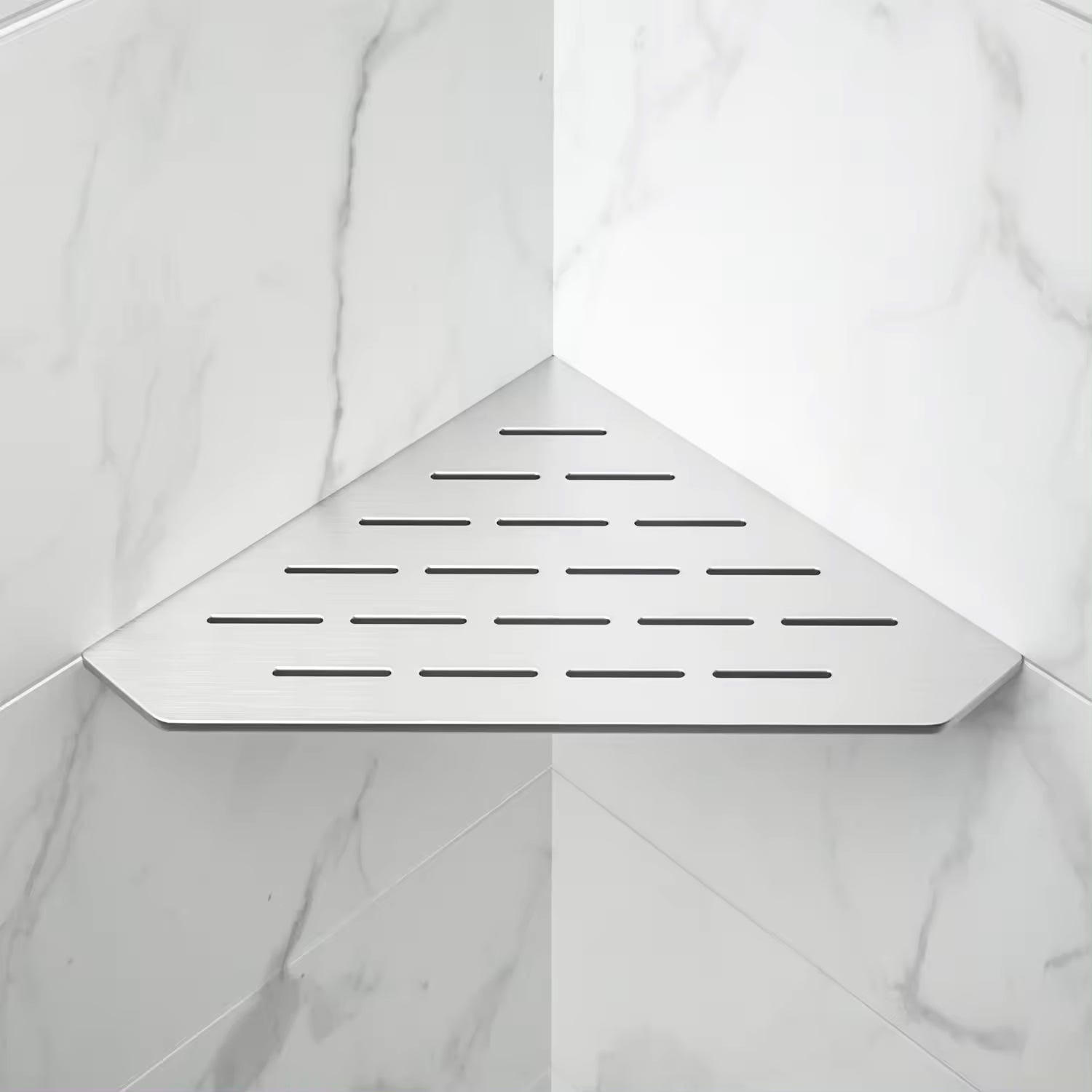 Tablettes d'angle de douche Shelf- E-S1 - CURVE - Acier inoxydable inox brossé - 210 x 210 mm - Maison Tablettes d'angle de douche Shelf- E-S1 - CURVE - Acier inoxydable inox brossé - 210 x 210 mm - Maison