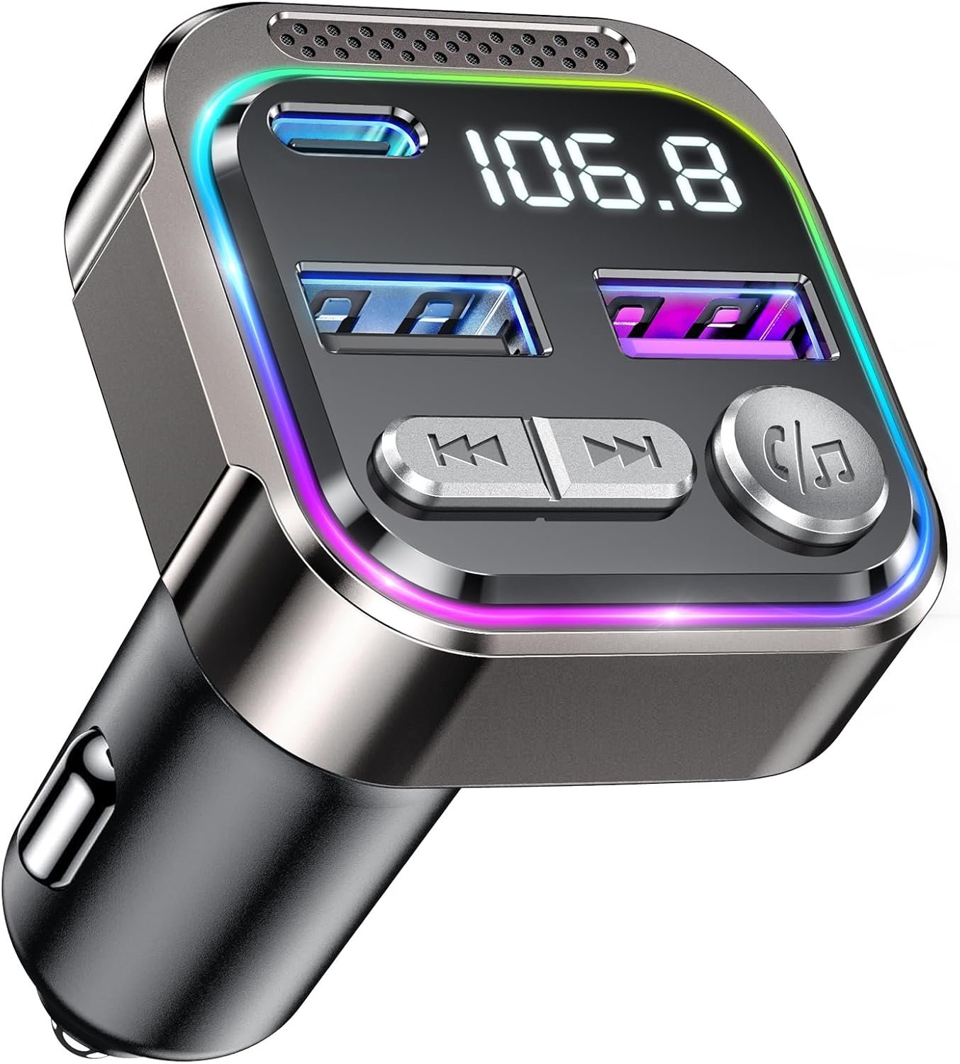 CAR KIT TRASMETTITORE BLUETOOTH 5.0 ACCENDISIGARI AUTO VIVAVOCE RICARICA RAPIDA