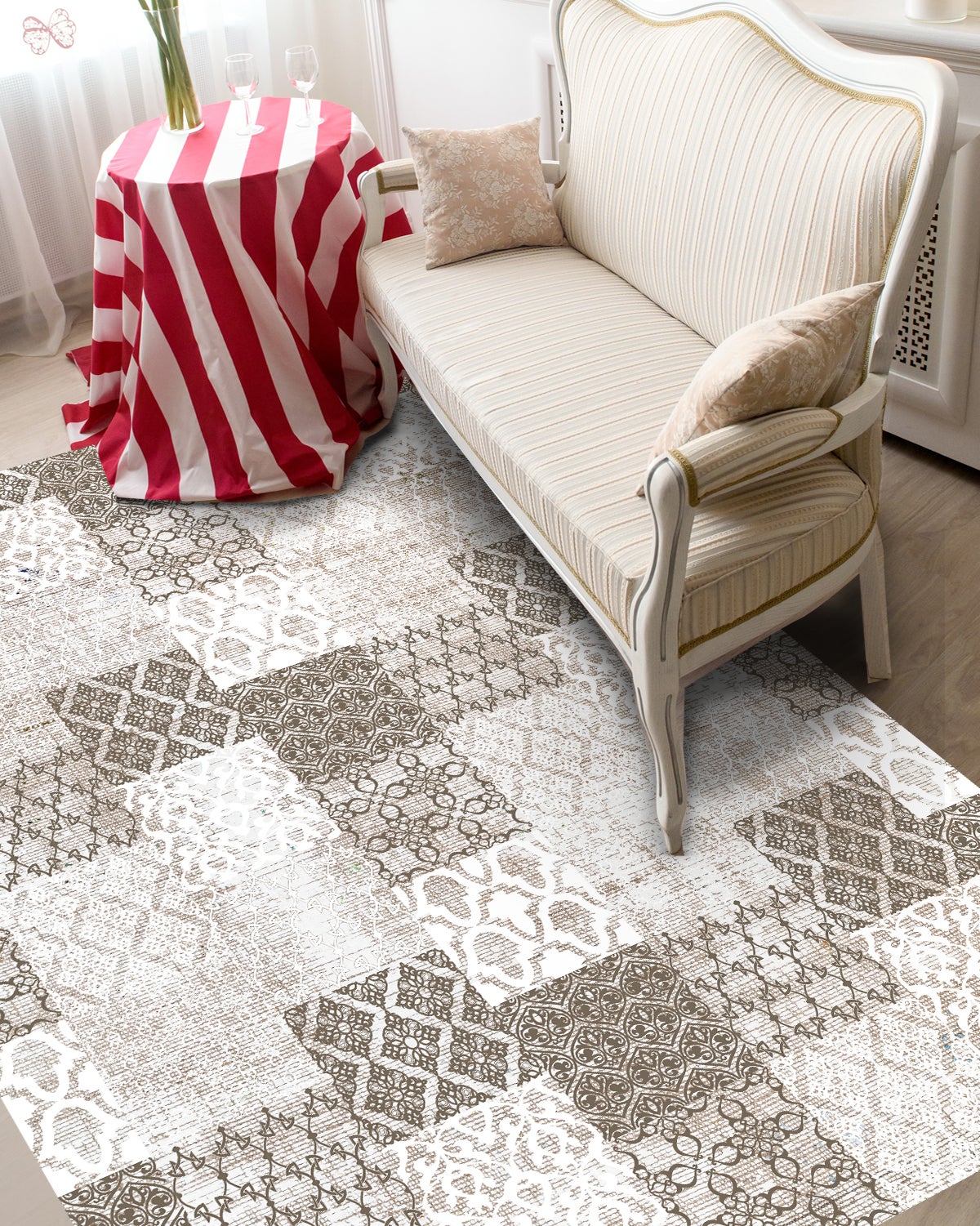 Tapis antidérapant en vinyle, Omaira 160x230 cm - PVC imprimé, lavable, ignifuge, pour le salon et la cuisine - 3
