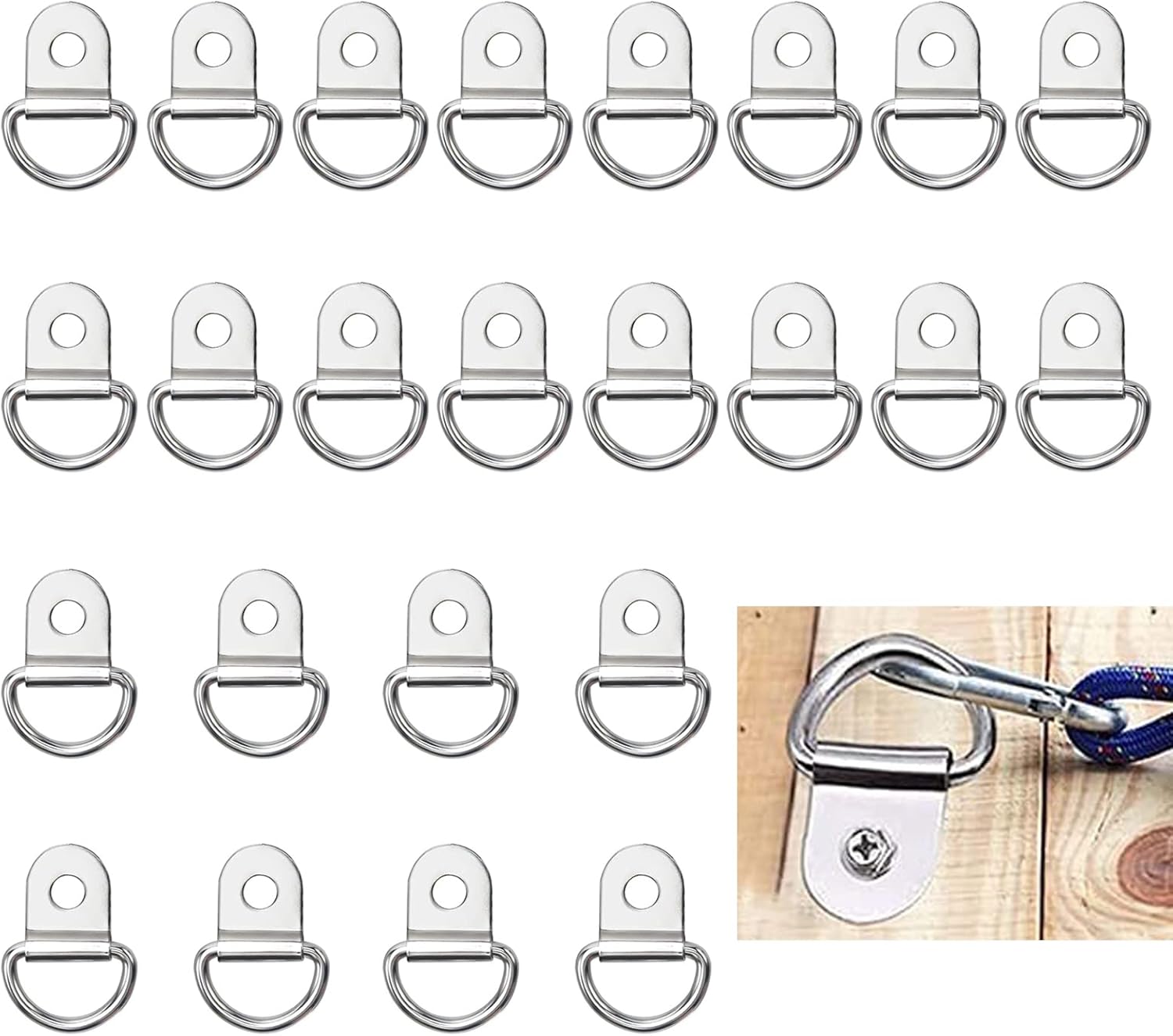 Lot De 8 Anneaux D'arrimage En Acier - Diamètres Intérieurs 8,3 Mm Et 17,7 Mm - Pour Remorque, Camion, Garage, Atelier - 5