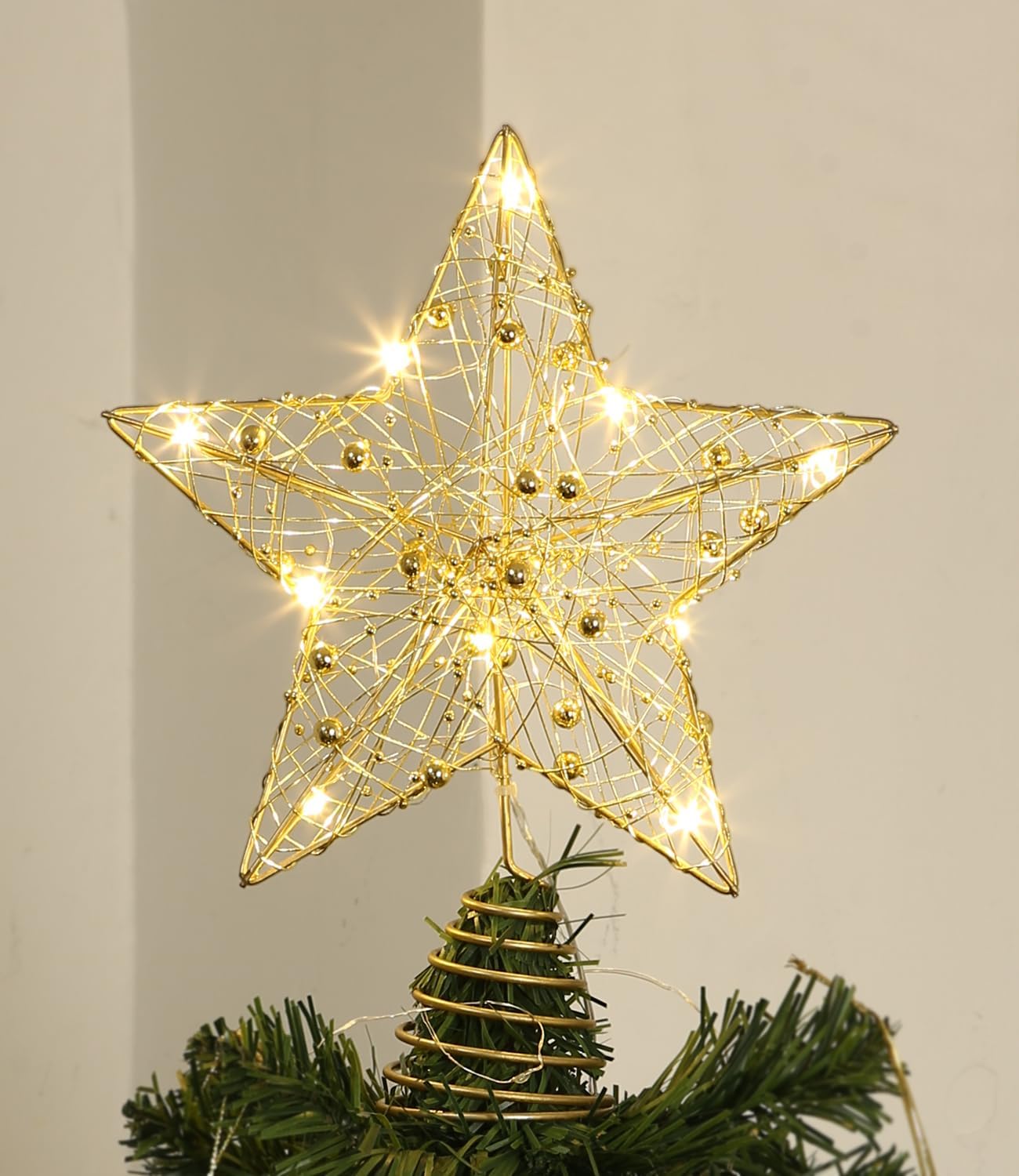 25 cm Złota Gwiazda Betlejemska LED 3D na Choinkę, Dekoracja Wewnętrzna i Zewnętrzna