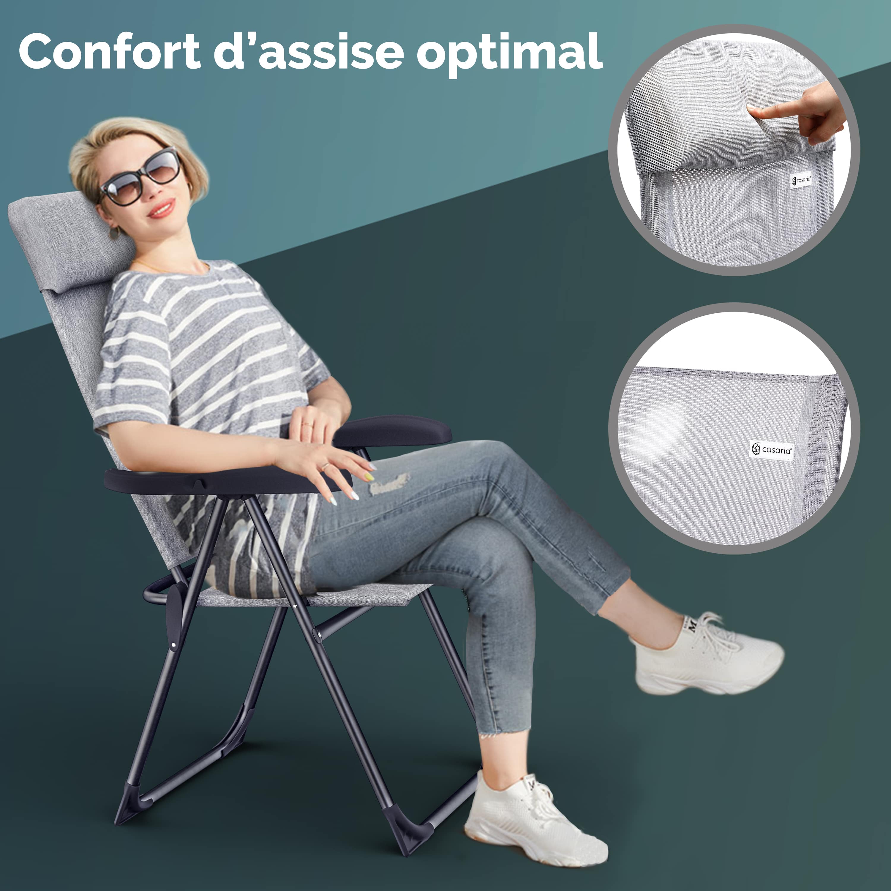 Chaise de jardin sans coussin Flivastore en Métal Gris - 2