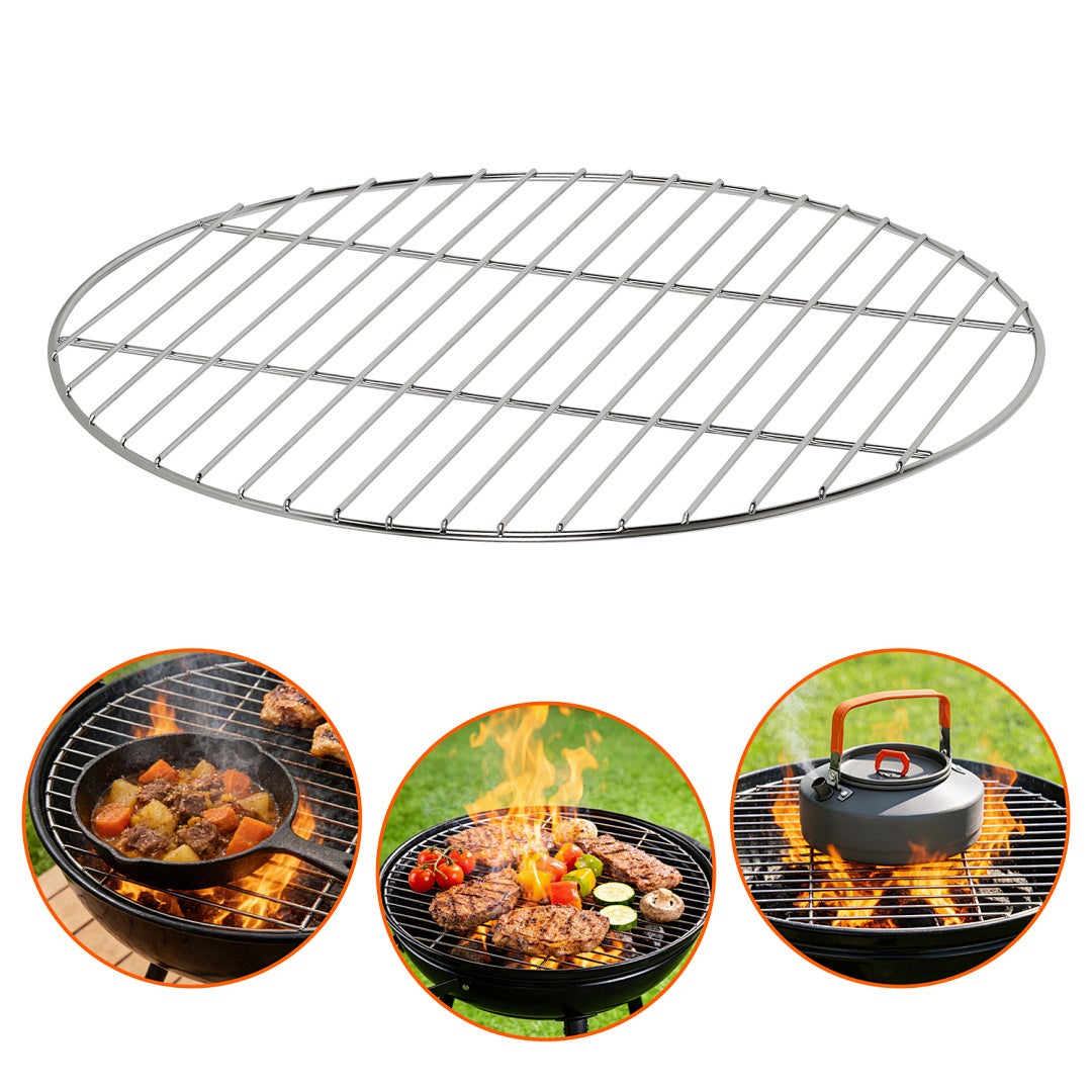 Okrągły ruszt, ruszt ze stali nierdzewnej do grillowania Ø 55 cm, grill zewnętrzny do barbecue - Srebrny