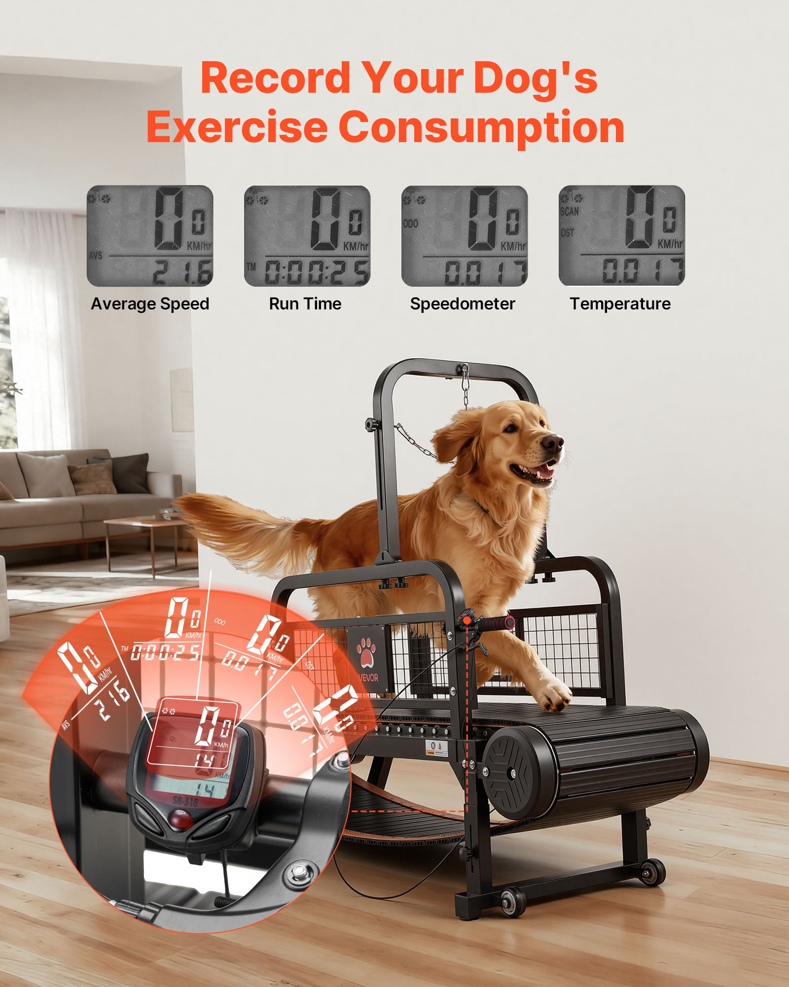 Cinta de correr VEVOR para perros pequeños a medianos, estera de ejercicio interior no motorizada para perros, carga máxima 400 libras, inclinación - 4