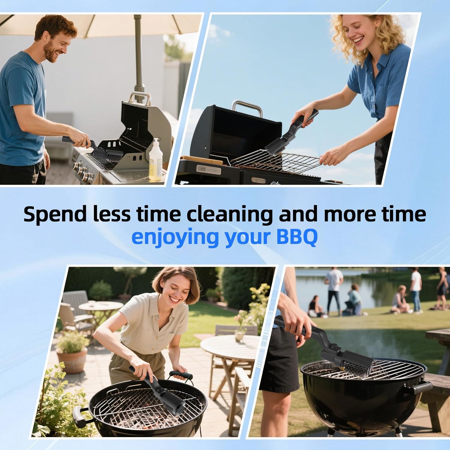 Brosse Électrique pour Barbecue Améliorée, Fonctionnant sur Batterie avec Angle Réglable, Tête en Acier Inoxydable, pour Grilles (Noir) - 7