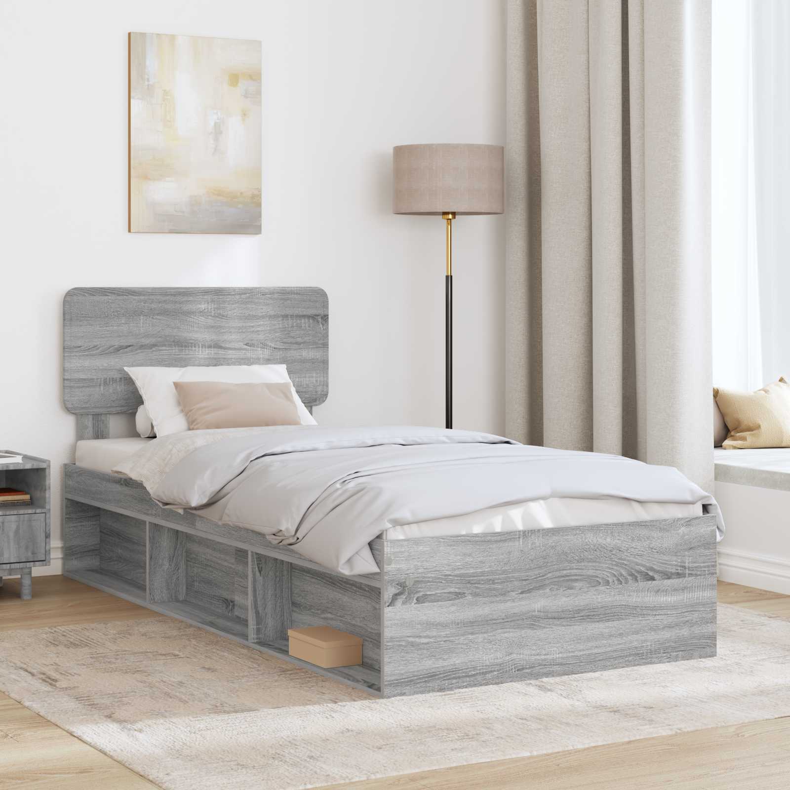 Cadre de lit Gris 100 x 200 cm Pin massif - 3
