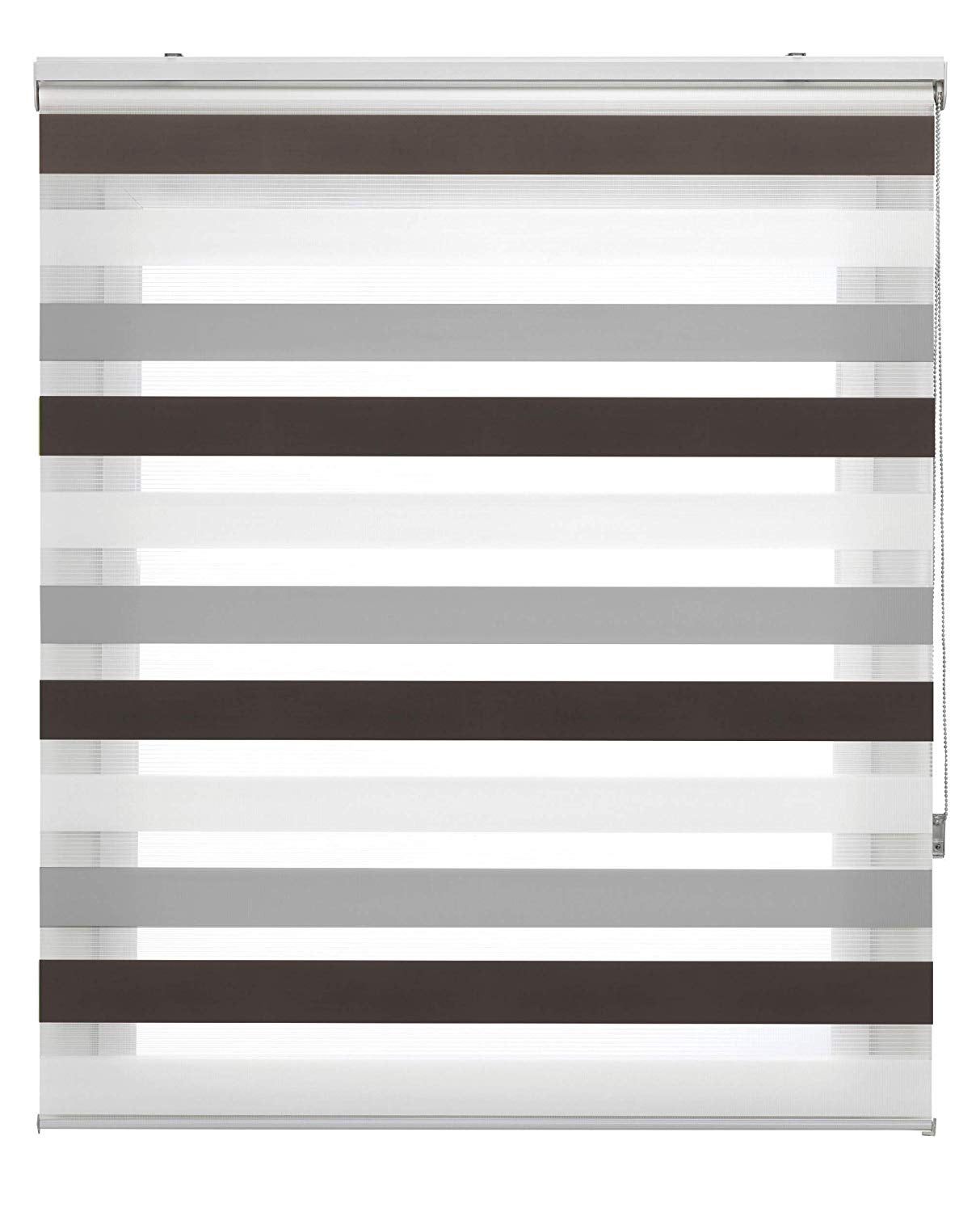 Estoralis | estor enrollable noche y dia | 105 x 180 cm (ancho por alto) tamaño de tela 102 x 175 cm | modelo loras color marron/gris