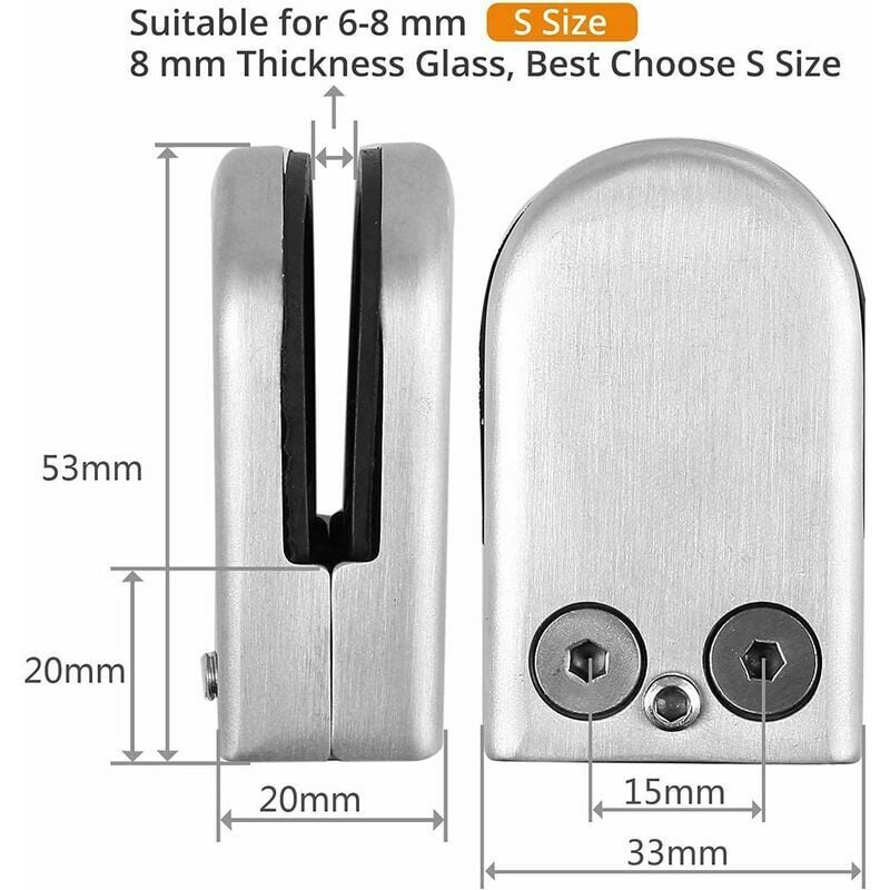 2 Soportes Ajustables Para Estante De Vidrio, Abrazadera Negra Para Vidrio De 8 12 Mm Soporte De Pared Para Bano Sala De Estar Y Cocina 87355818