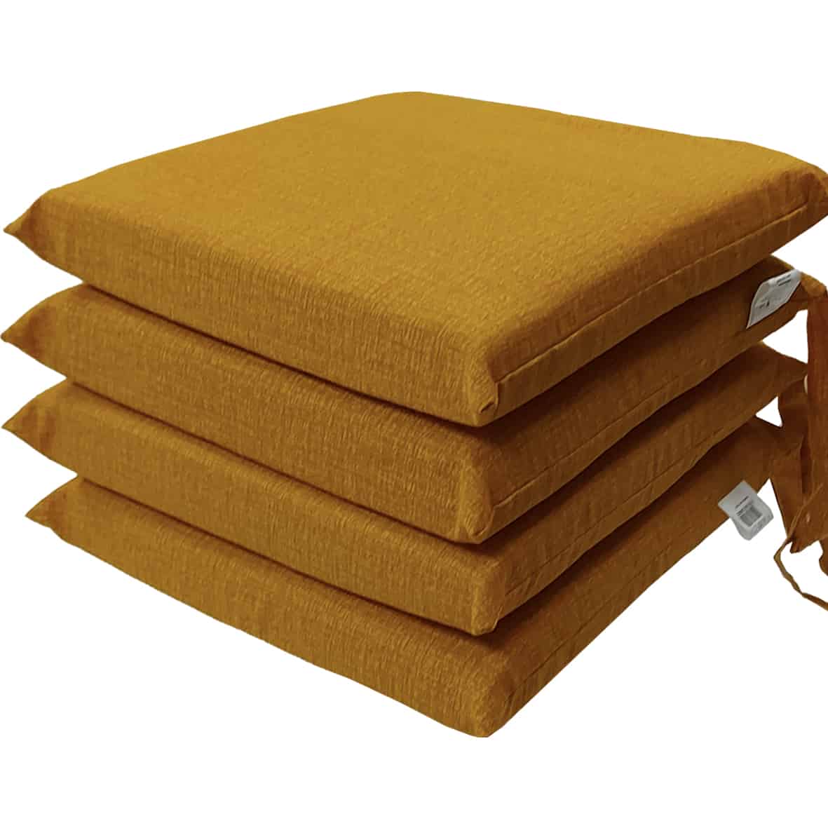 Lote de 4 cojines de silla desenfundables sorrento doble cara con lazos 40x40x5 cm (amarillo)