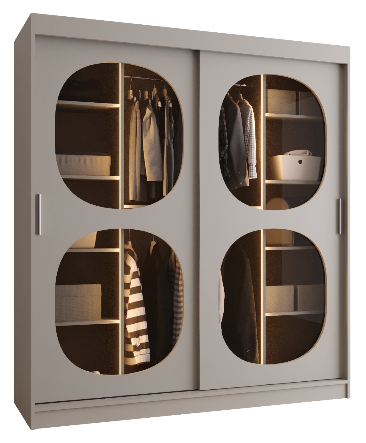 Szafa przesuwna garderoba BAHRAJN 2 180 x 62 x 200 cm Kaszmir + LED - Abiks Meble