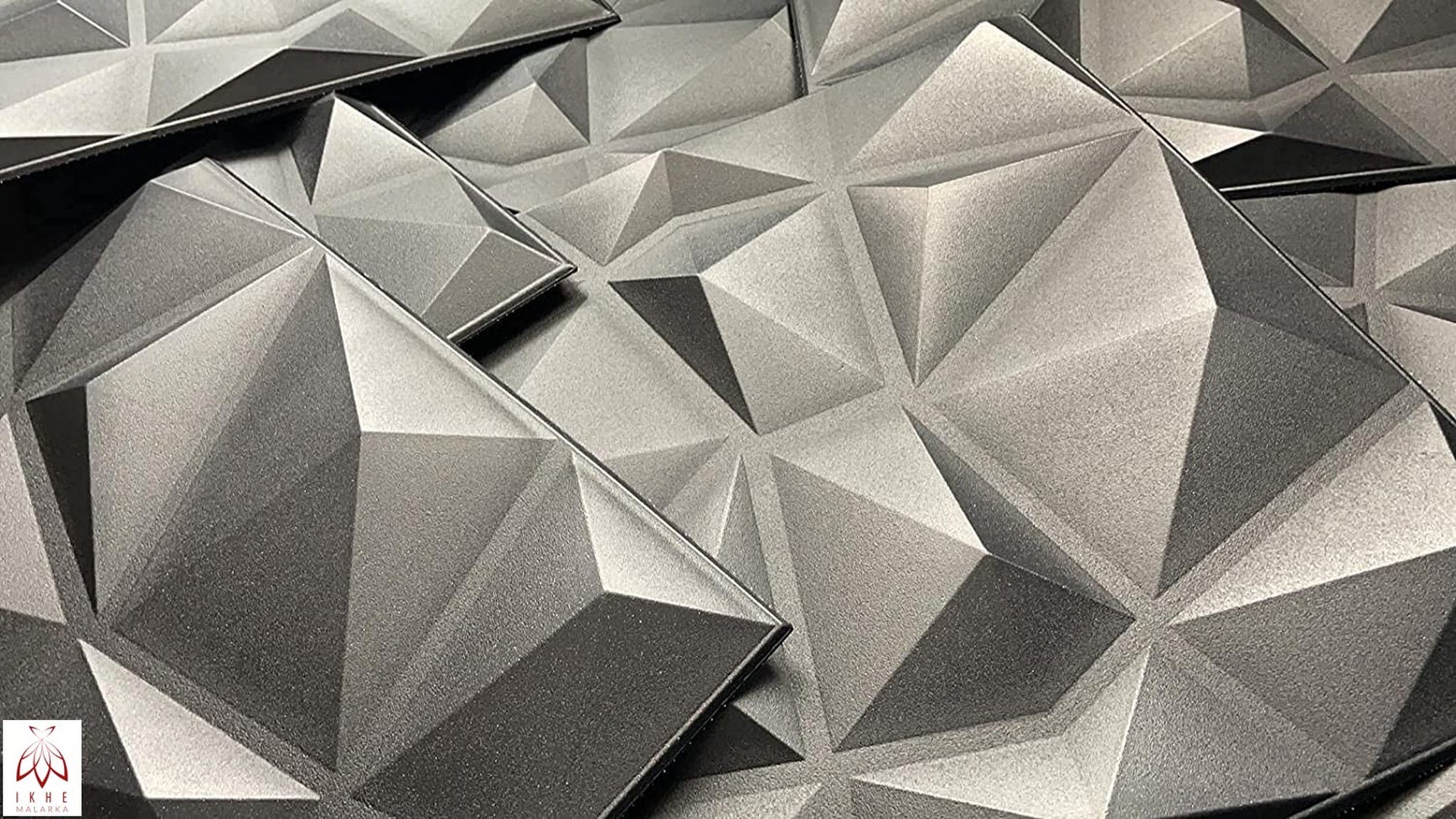 24x/ 6m² Panneaux muraux 3D décors revêtement mural panneaux de plafond POLYSTYRENE MATERIAL STYROPOR-TYPE 3mm force Diamant Noir - 5