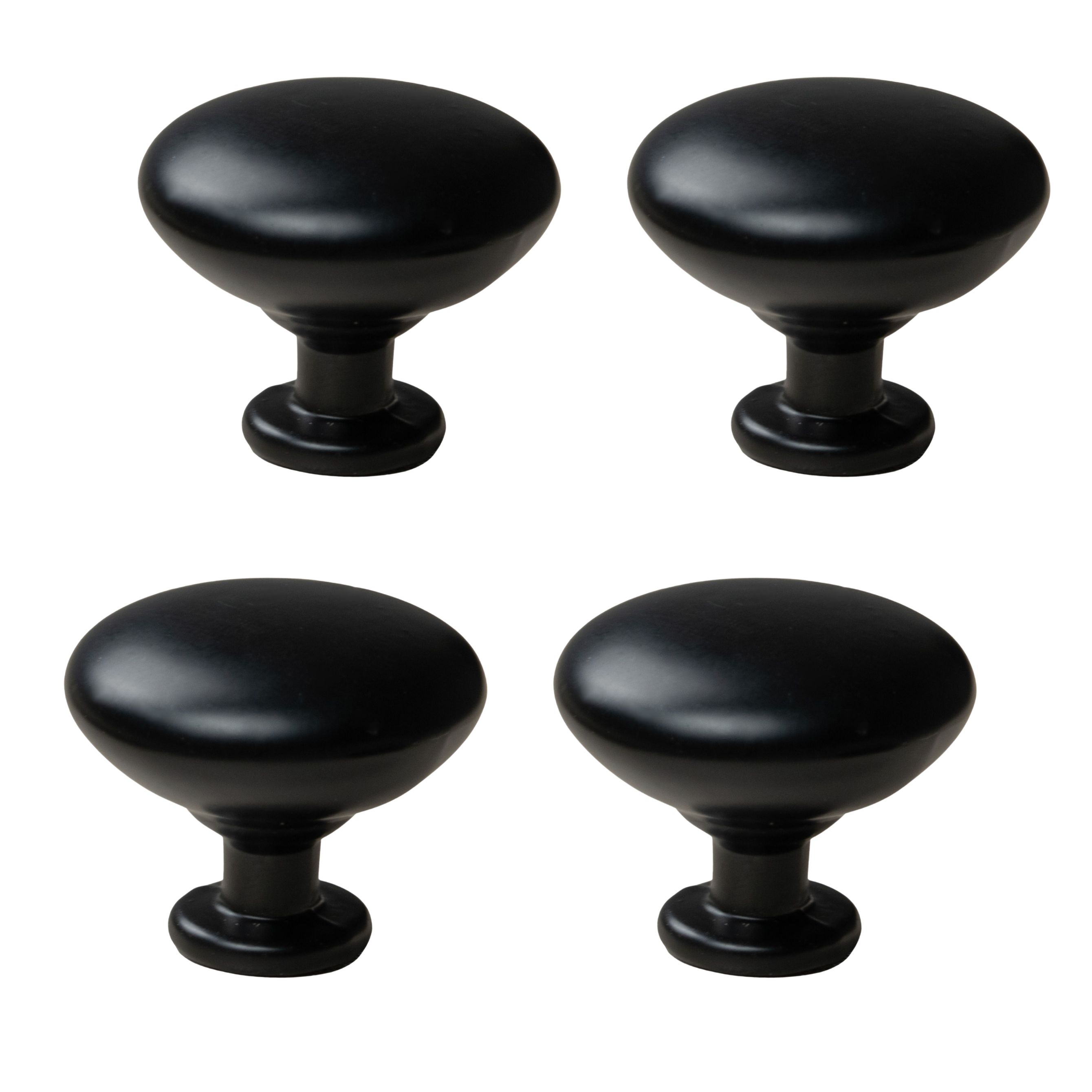 4 x Gałka meblowa okrągła metalowa 28 mm czarna