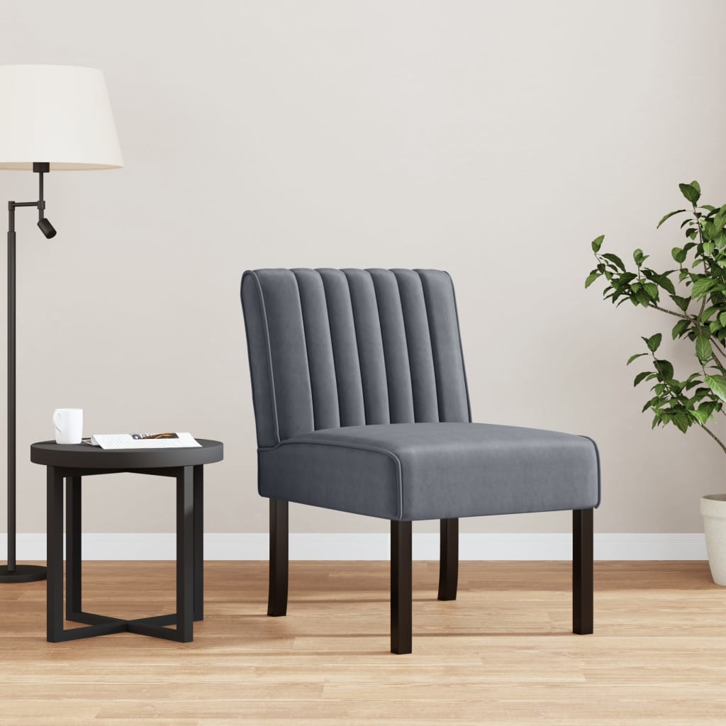 Sillón sin reposabrazos terciopelo gris oscuro | Leroy Merlin