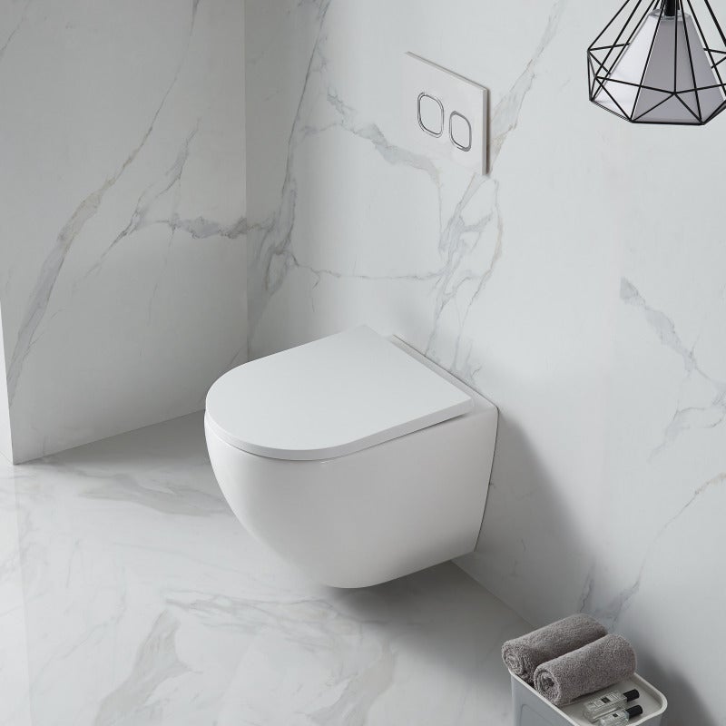 Pack WC Bâti-support + WC sans bride SAT Fusion + Abattant softclose + Plaque Chrome - 3