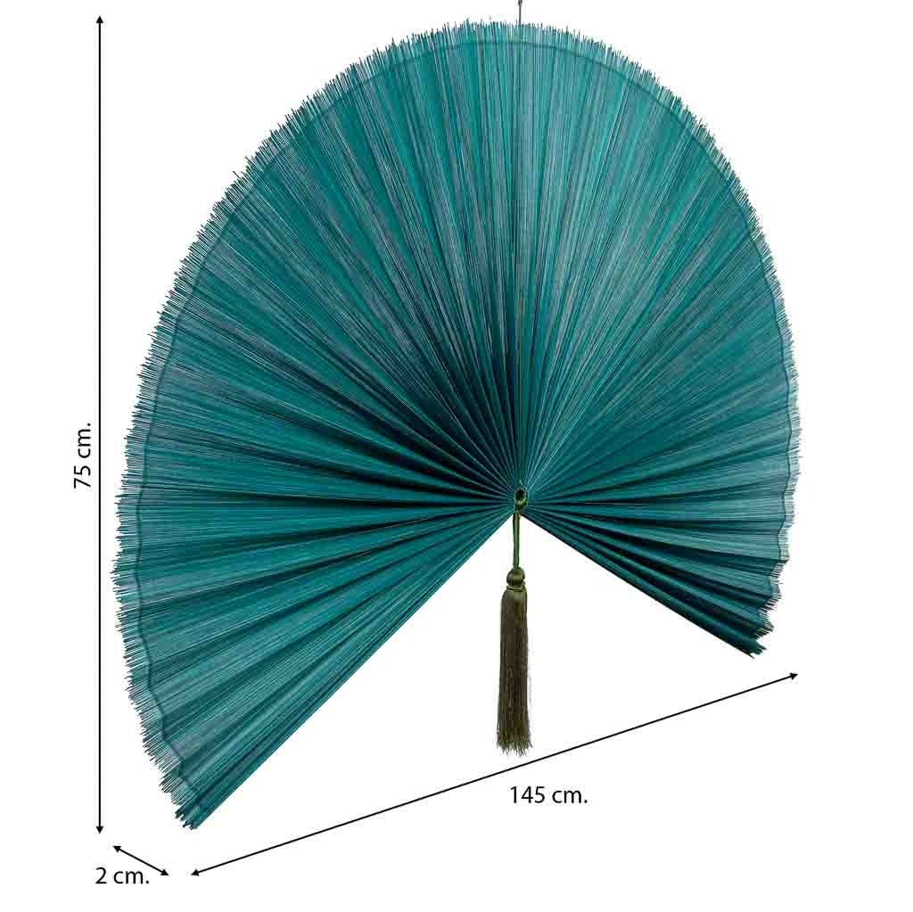 Decoração de parede em bambu e tecido com palmito verde, 145x75x2 cm - 3