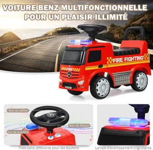 Mercedes Benz Porteur pour Enfants 12-36 Mois Voiture de Pompiers Rouge