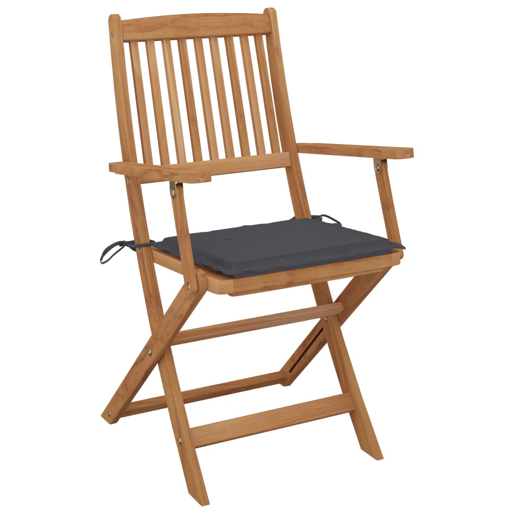 Chaises pliables de jardin 4 pcs avec coussins Bois d'acacia - 2