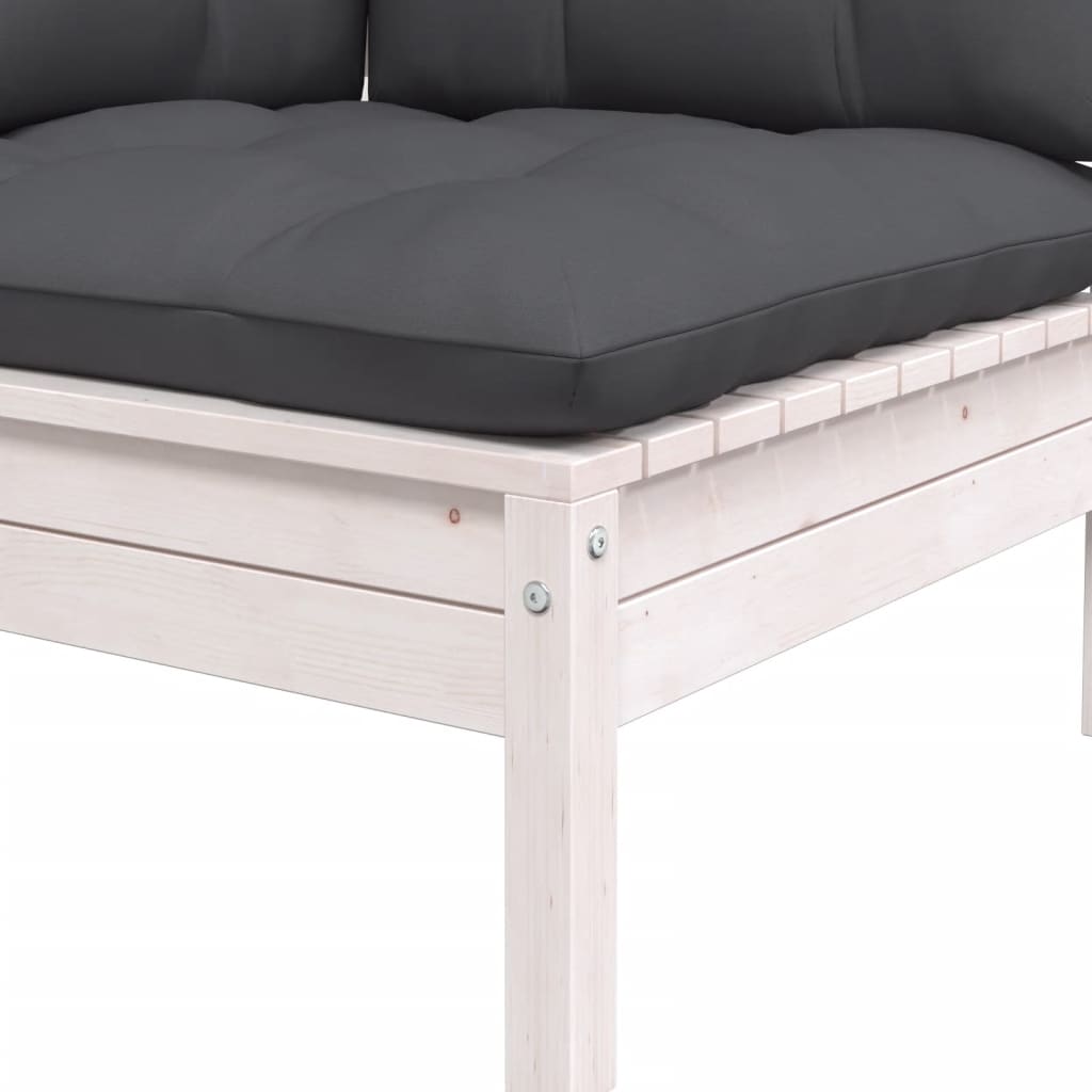 Maison Exclusive - Salon de jardin 3 pcs avec coussins Blanc Bois de pin massif - 6