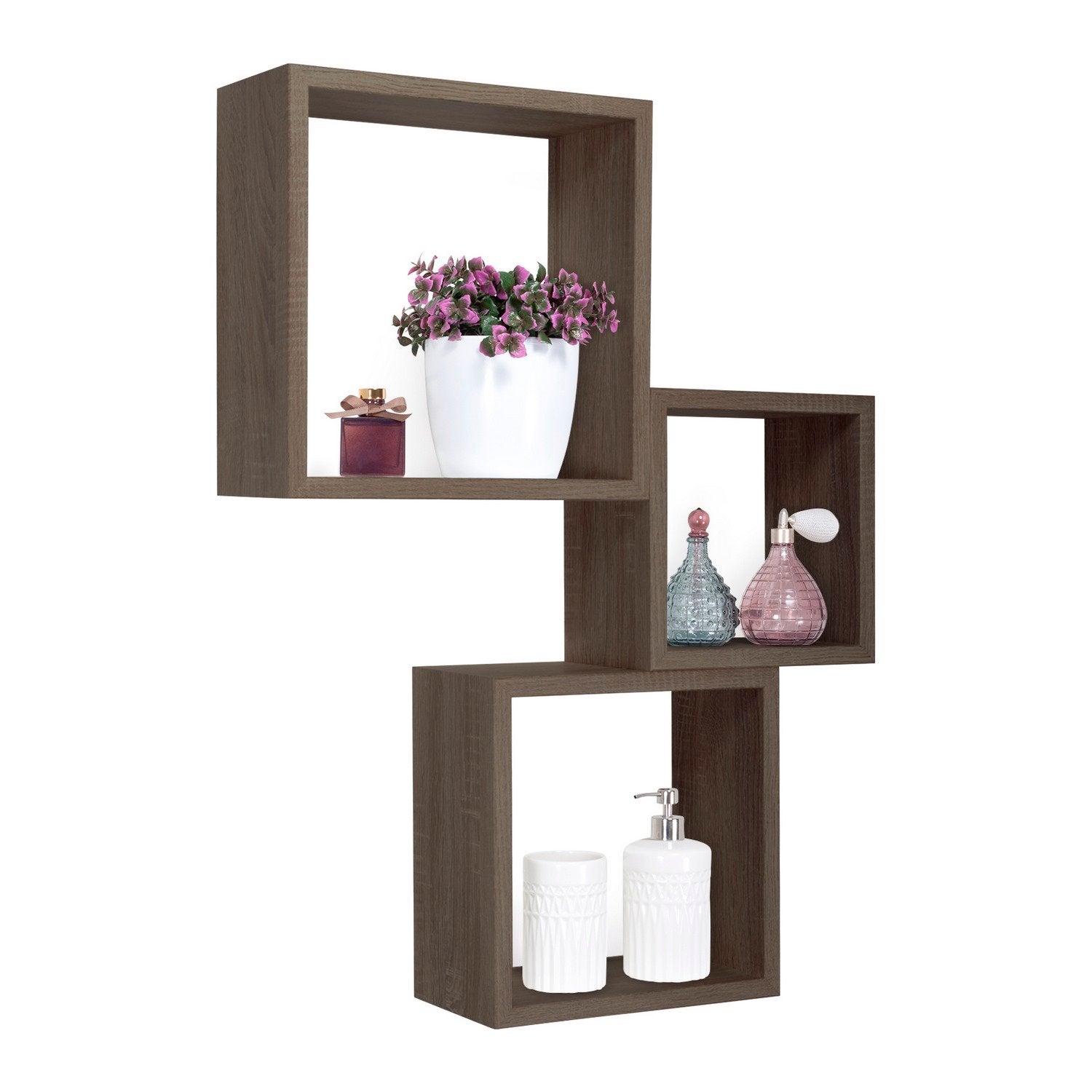 Étagères cubiques murales Lot de 3 cubes modulaires Noyer mod. InCubo - 2