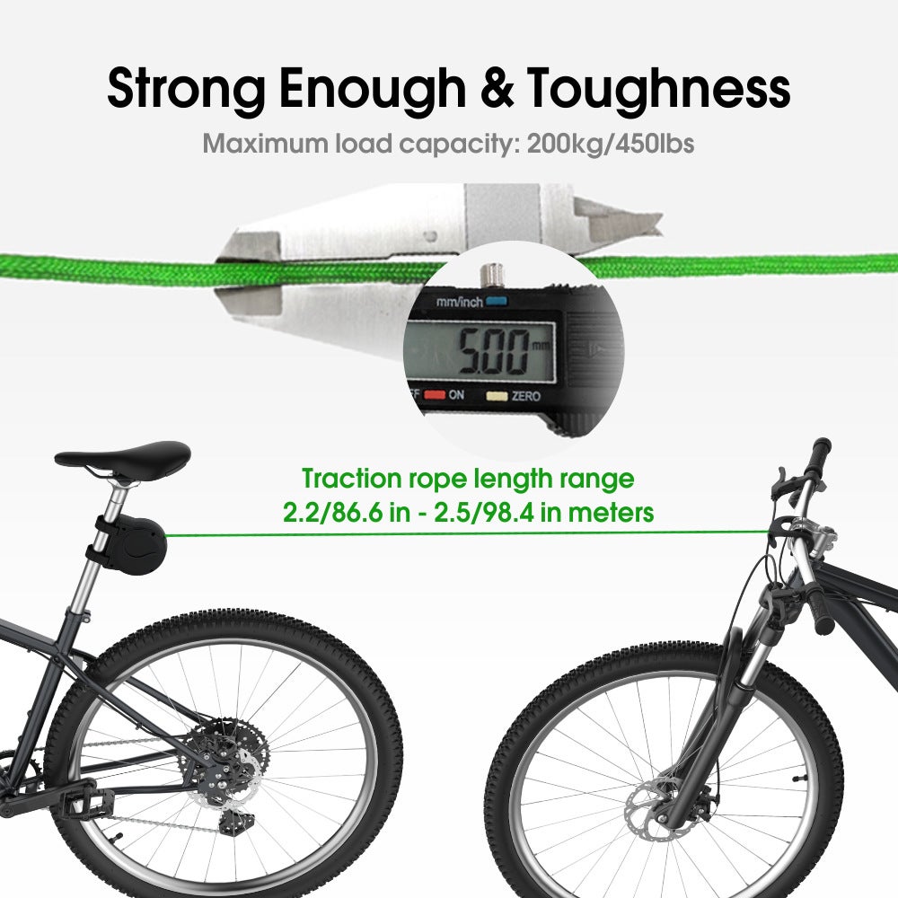 Corde de traction pour vélo, rétractable automatique, pour parent et enfant, avec fixation sur selle - 8